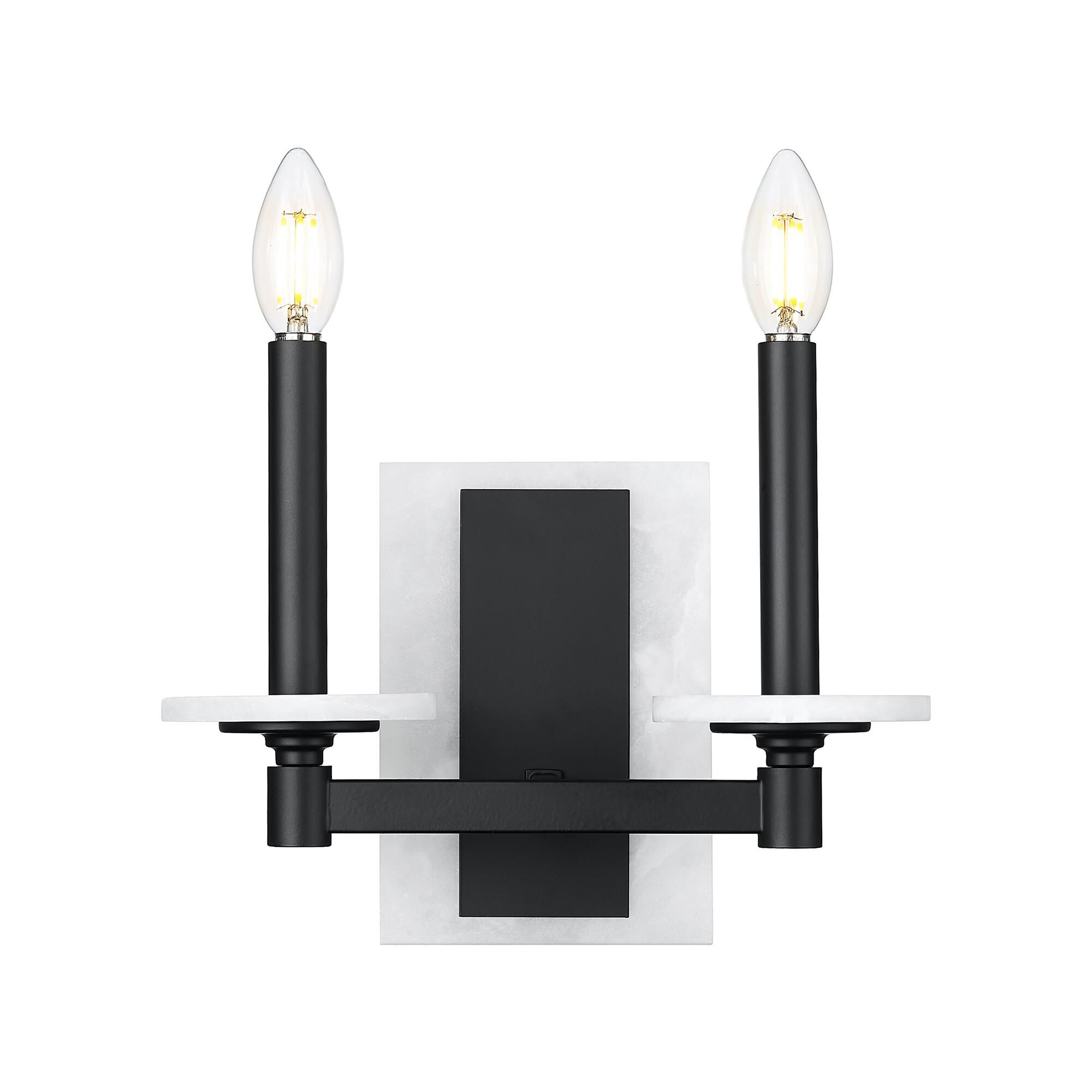 Shown in Matte Black finish and Alabaster glass and Alabaster shade