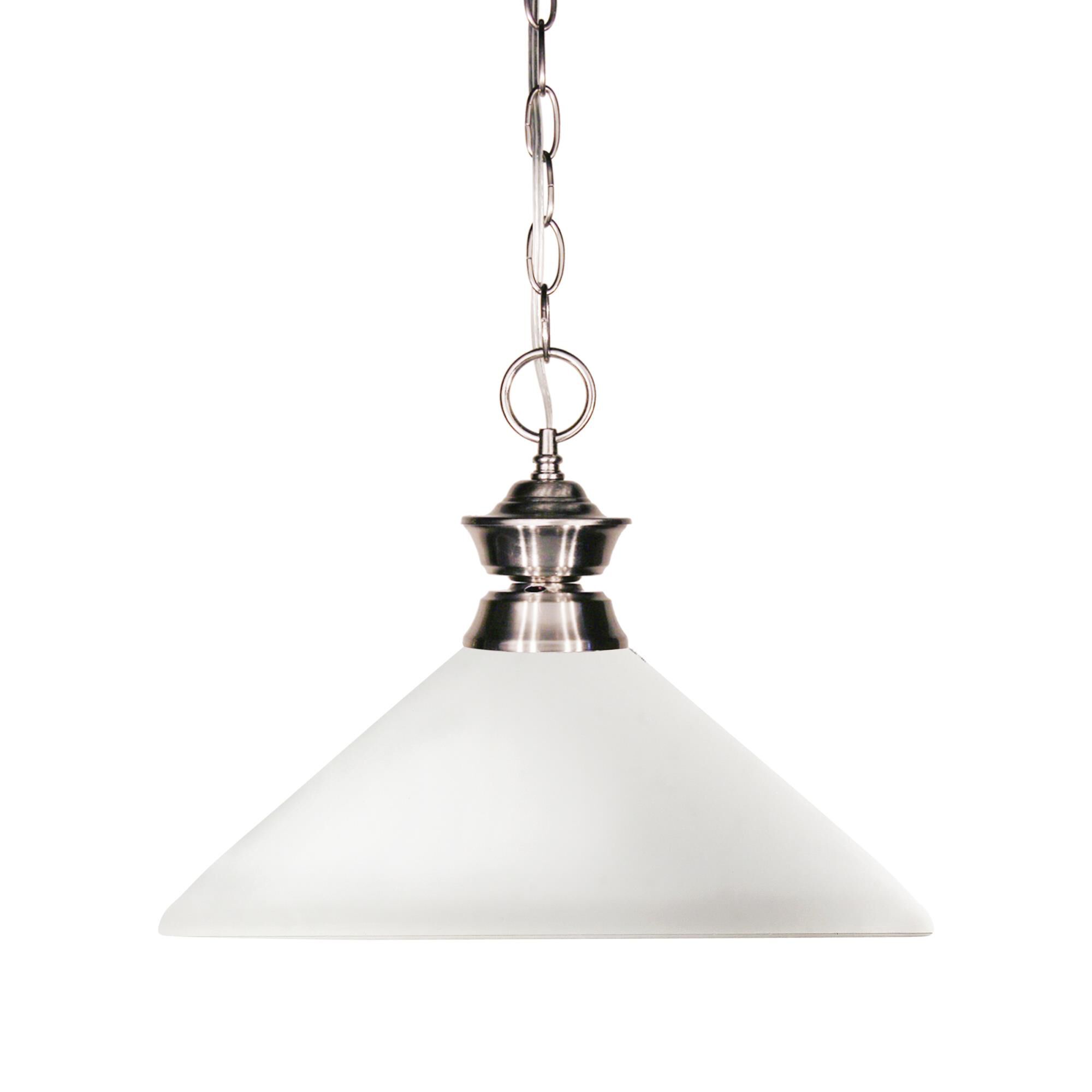 Shown in Brushed Nickel finish and Glass shade