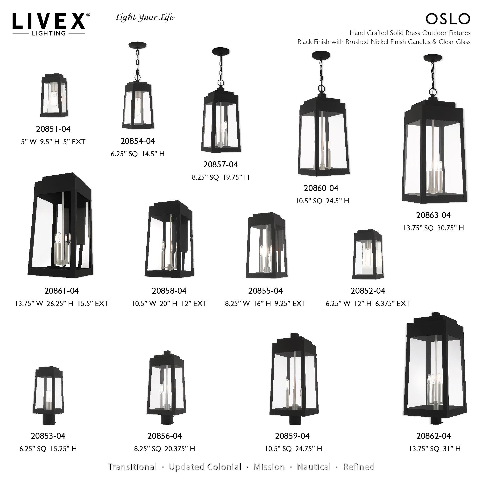 Shown in Black finish and Clear glass