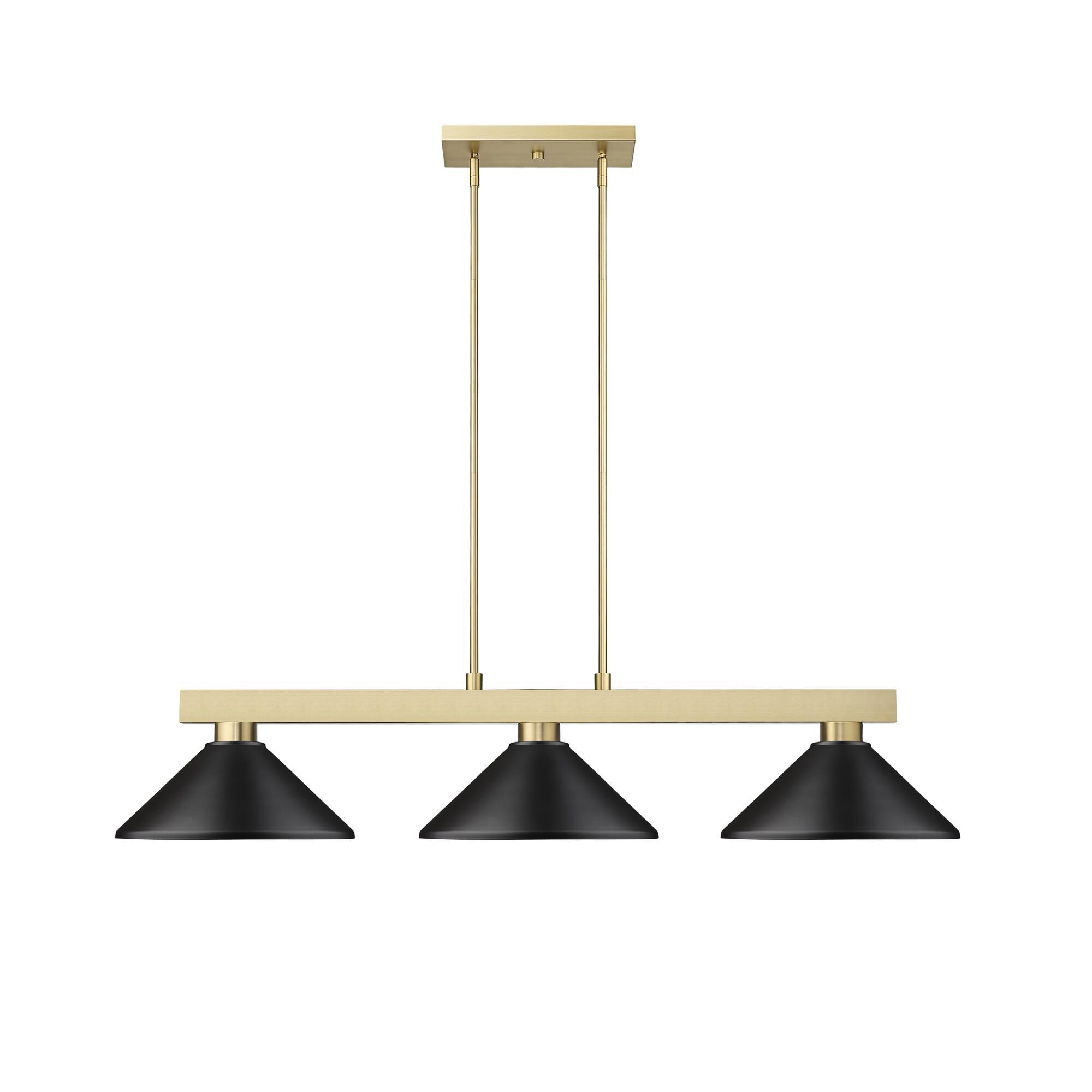 Shown in Modern Gold finish and Matte Black glass and Matte Black shade