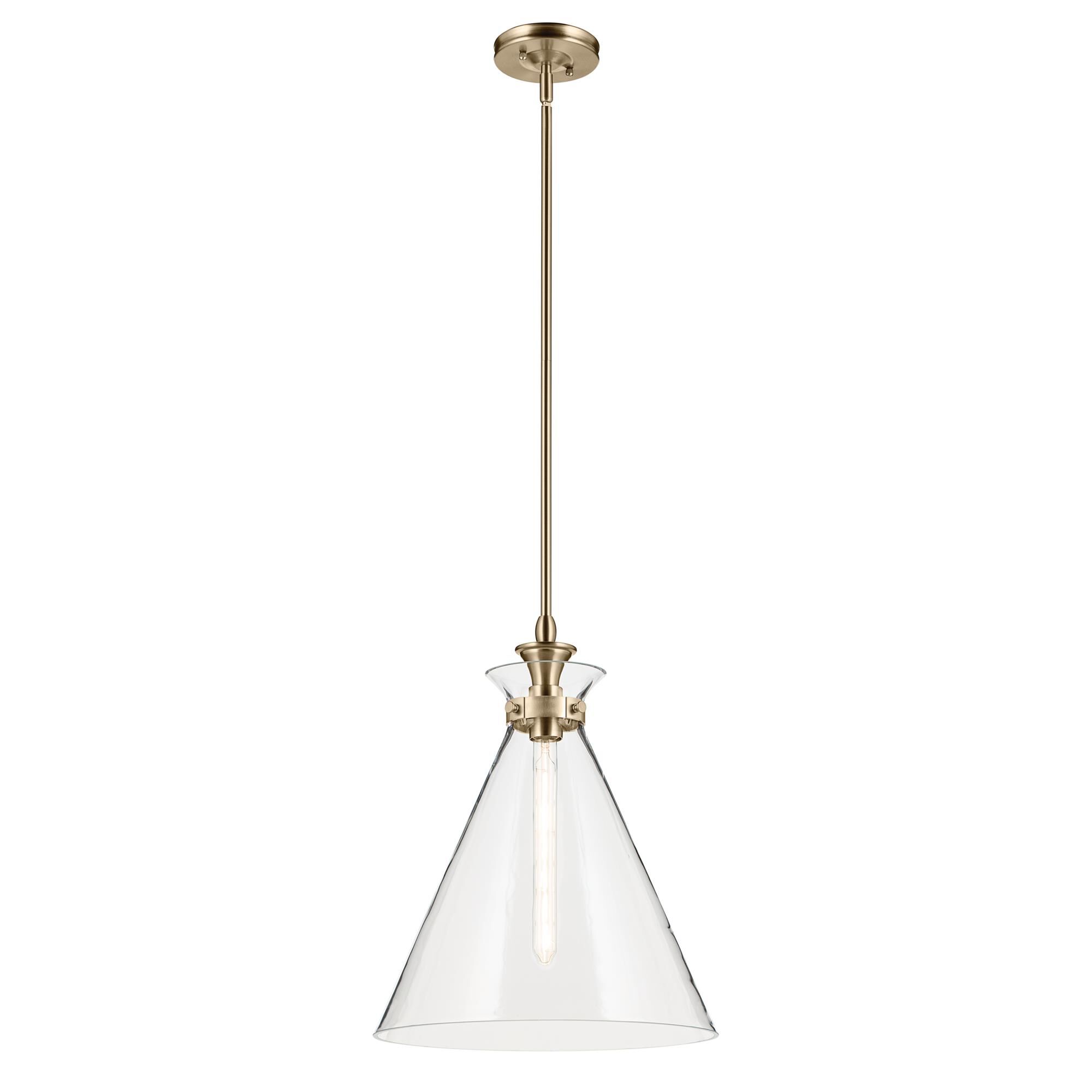 Shown in Champagne Bronze finish and Clear glass