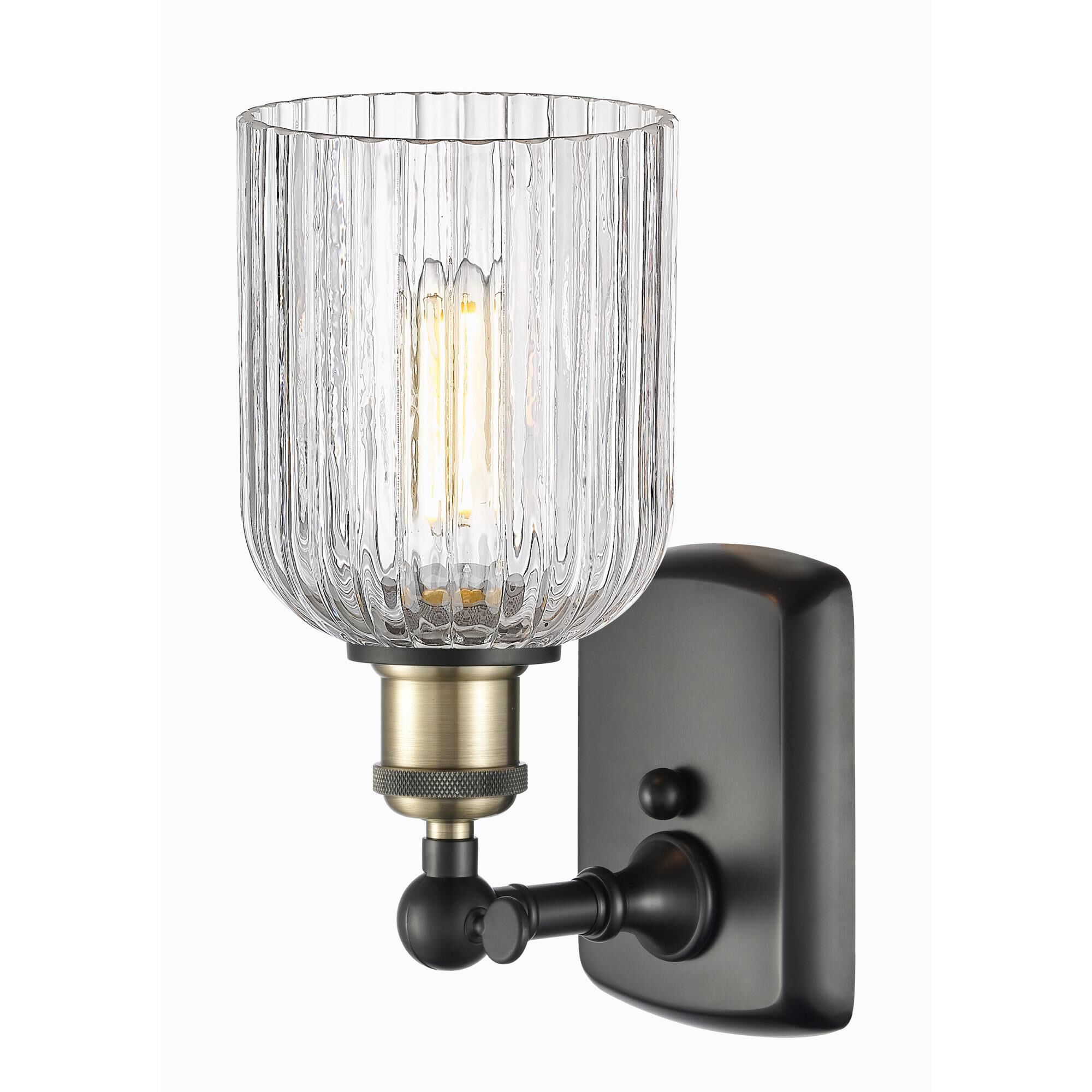 Shown in Black Antique Brass finish and Clear glass