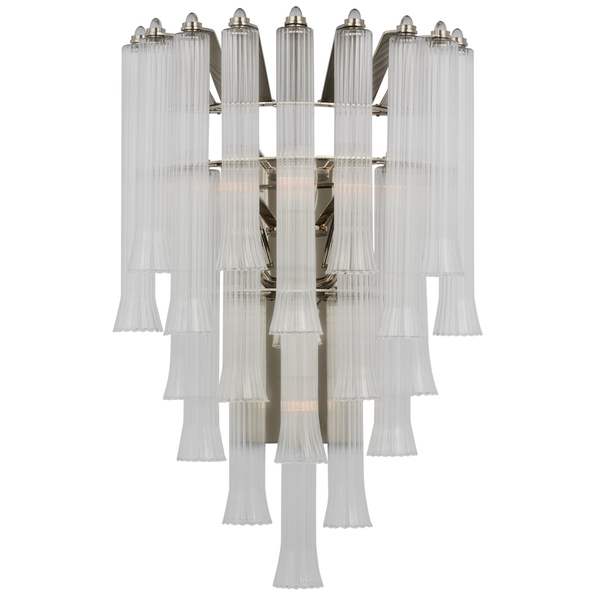 Shown in Polished Nickel finish and Clear glass
