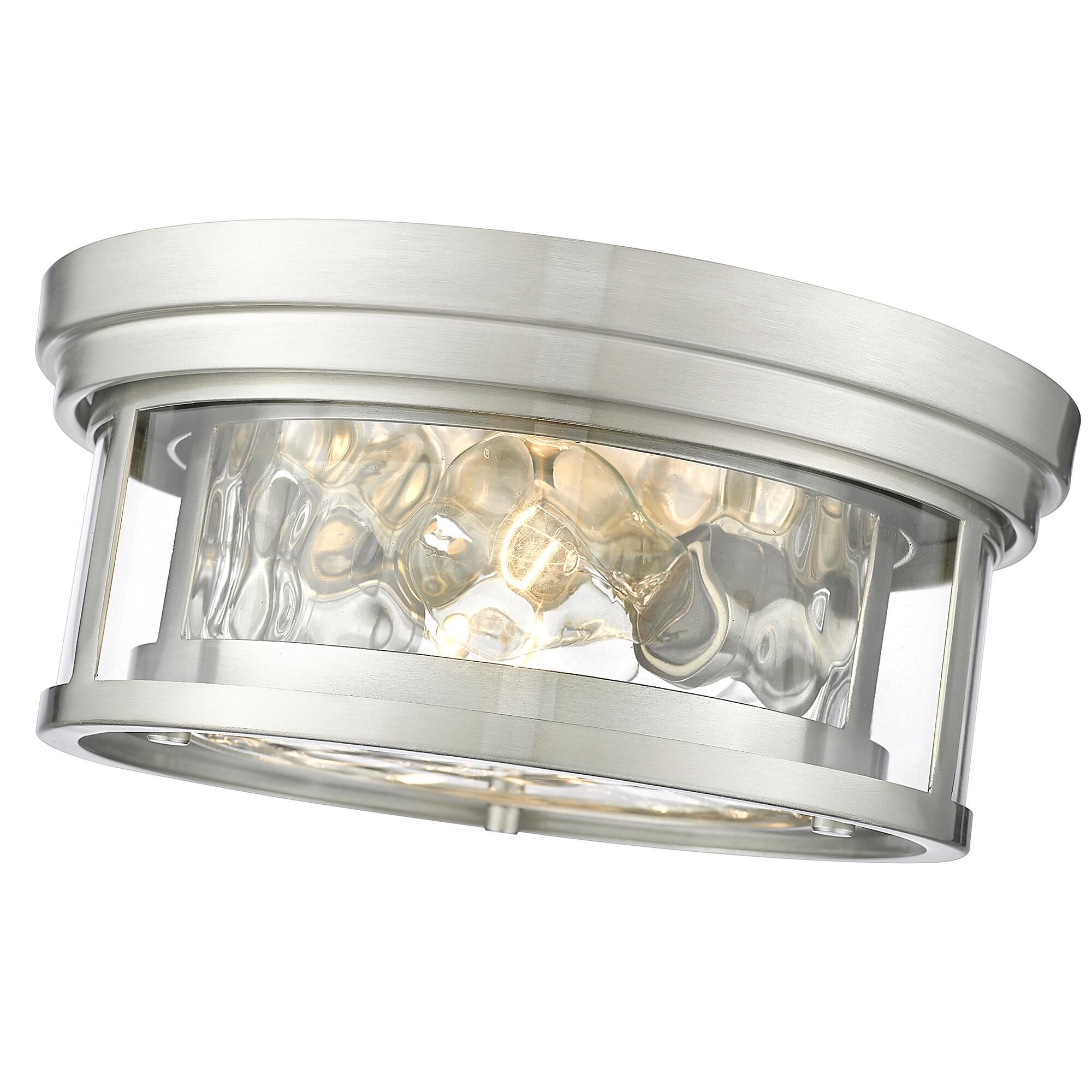 Shown in Brushed Nickel finish and Glass shade