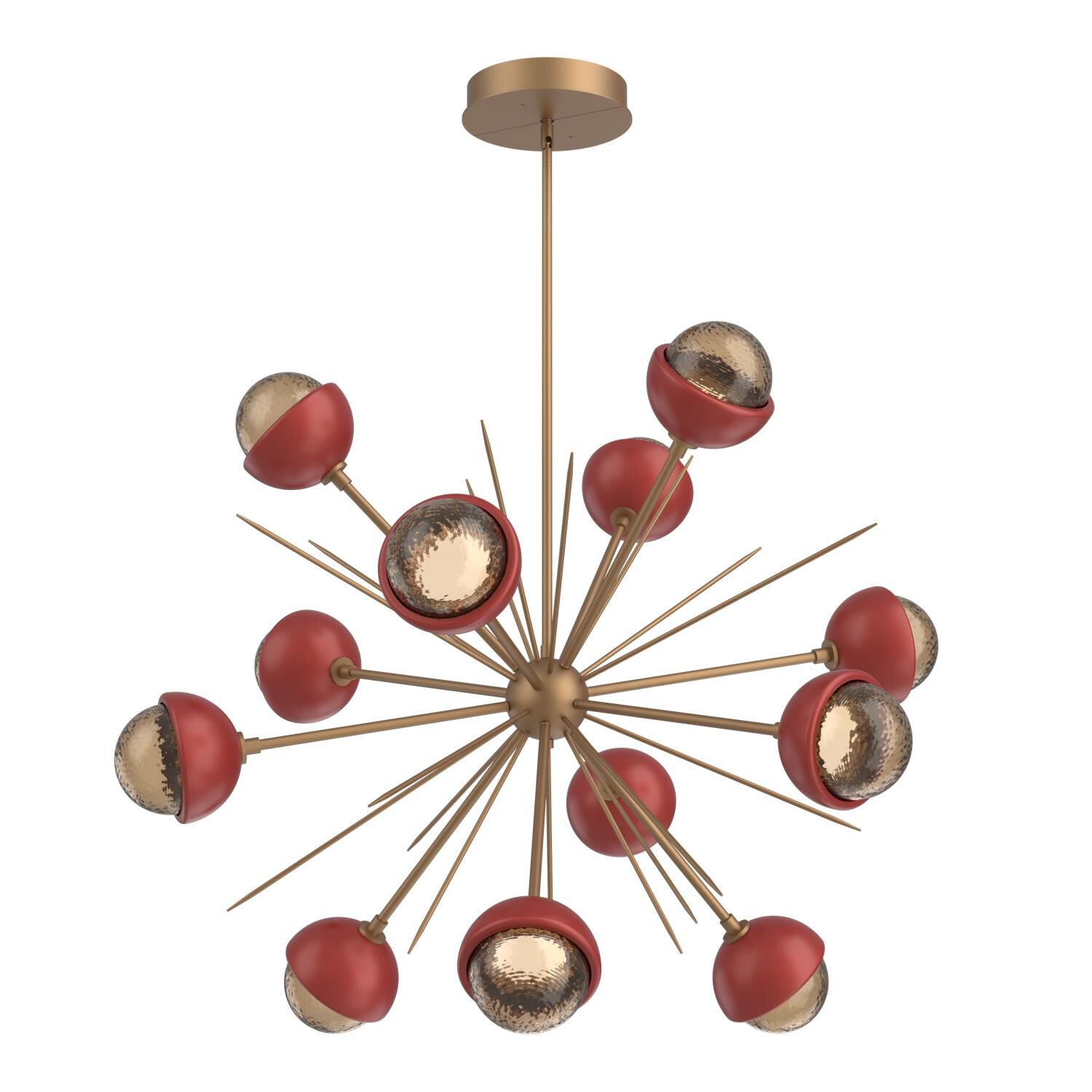 Shown in Novel Brass finish and Bronze glass and Cinnamon Red accent