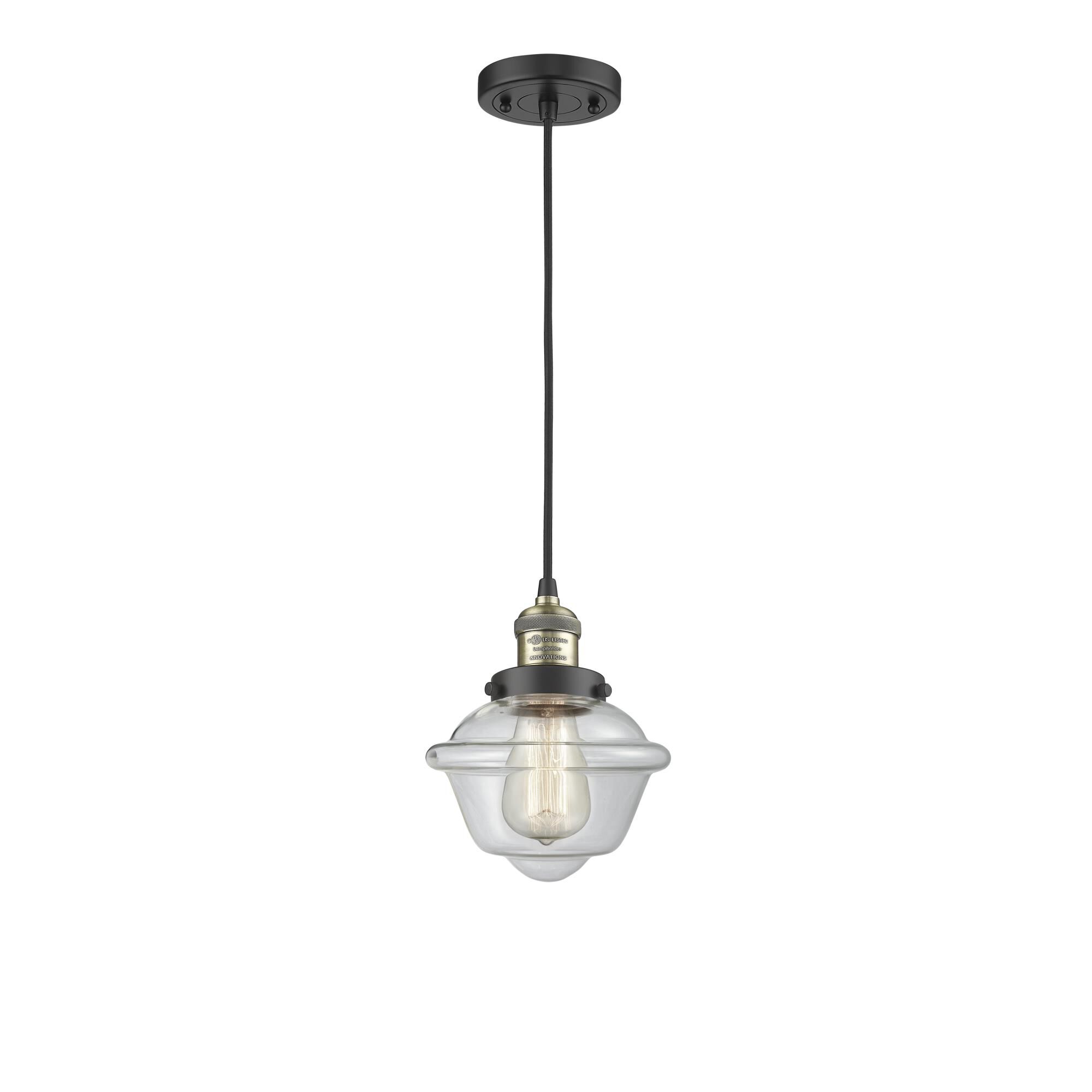 Shown in Black Antique Brass finish and Clear glass