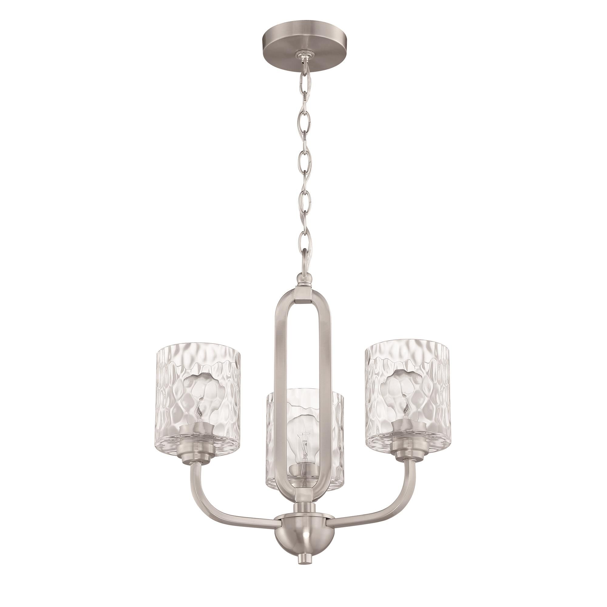 Shown in Brushed Polished Nickel finish and Clear Hammered glass and Glass shade