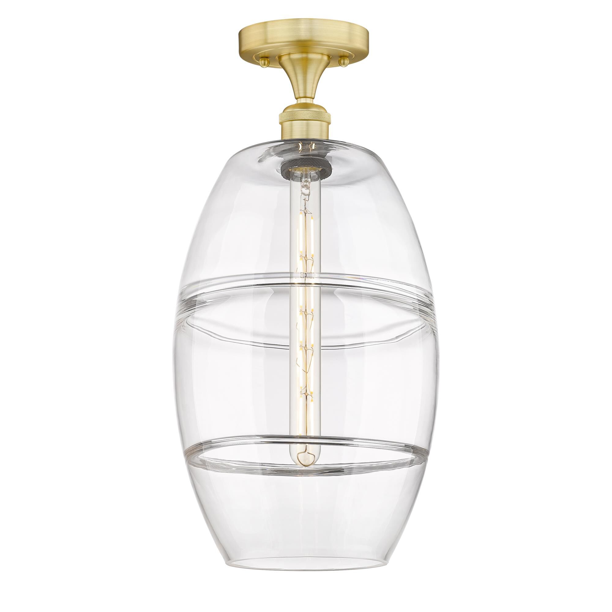 Shown in Satin Gold finish and Clear glass