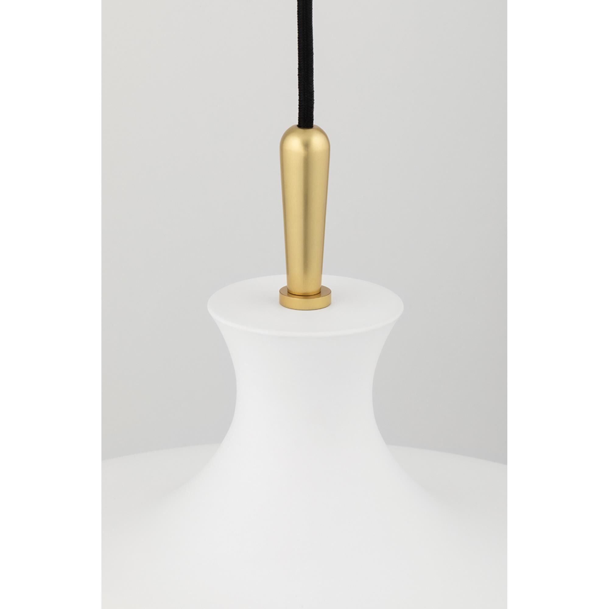 Shown in Aged Brass/Soft Off White finish and Soft White Steel shade
