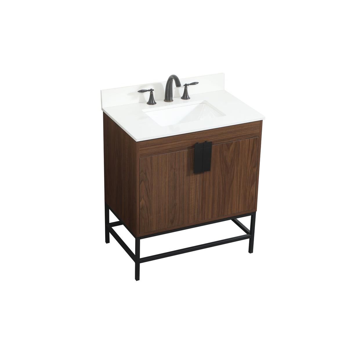 Shown in Walnut finish and With Backsplash accent
