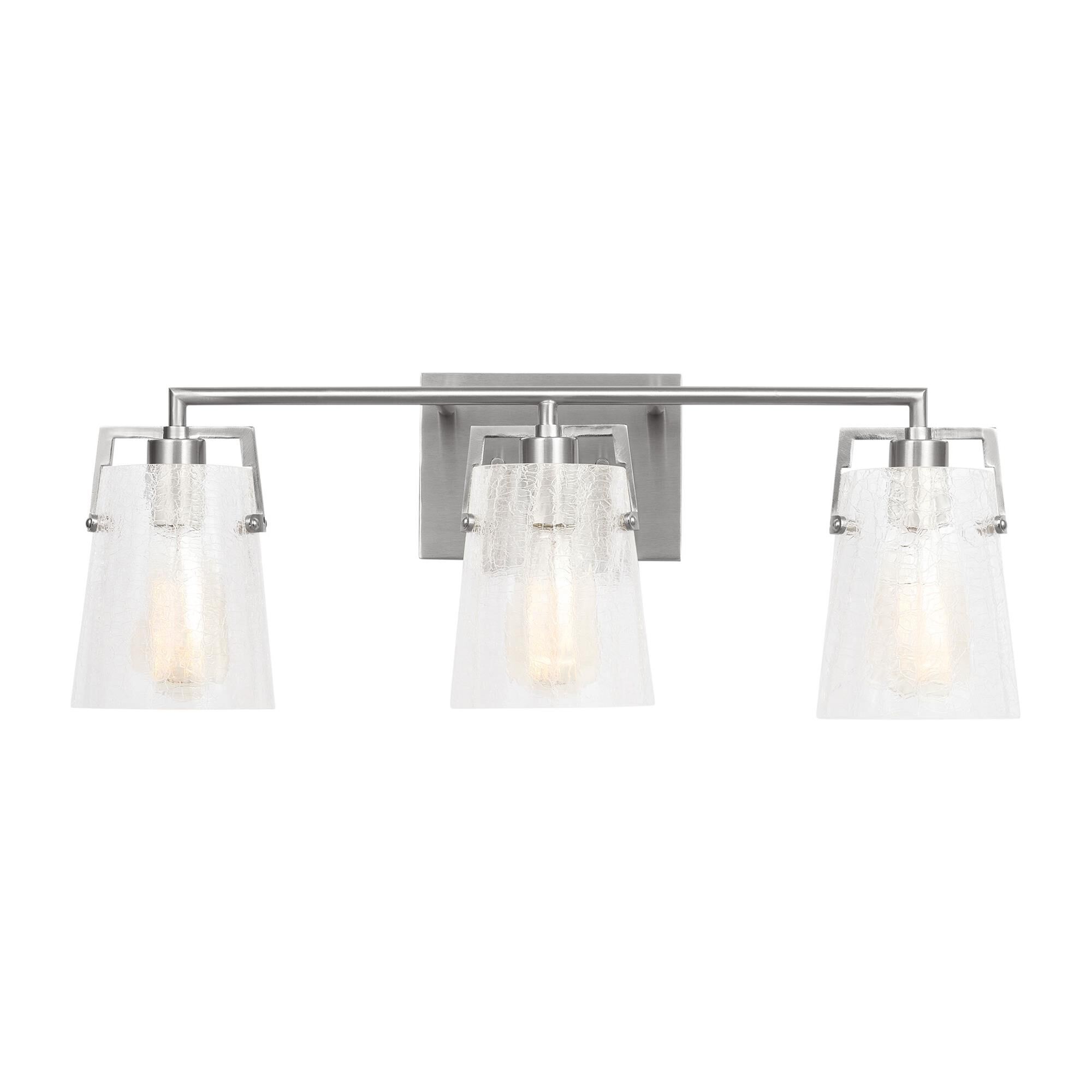 Shown in Brushed Nickel finish and Clear Crackle glass