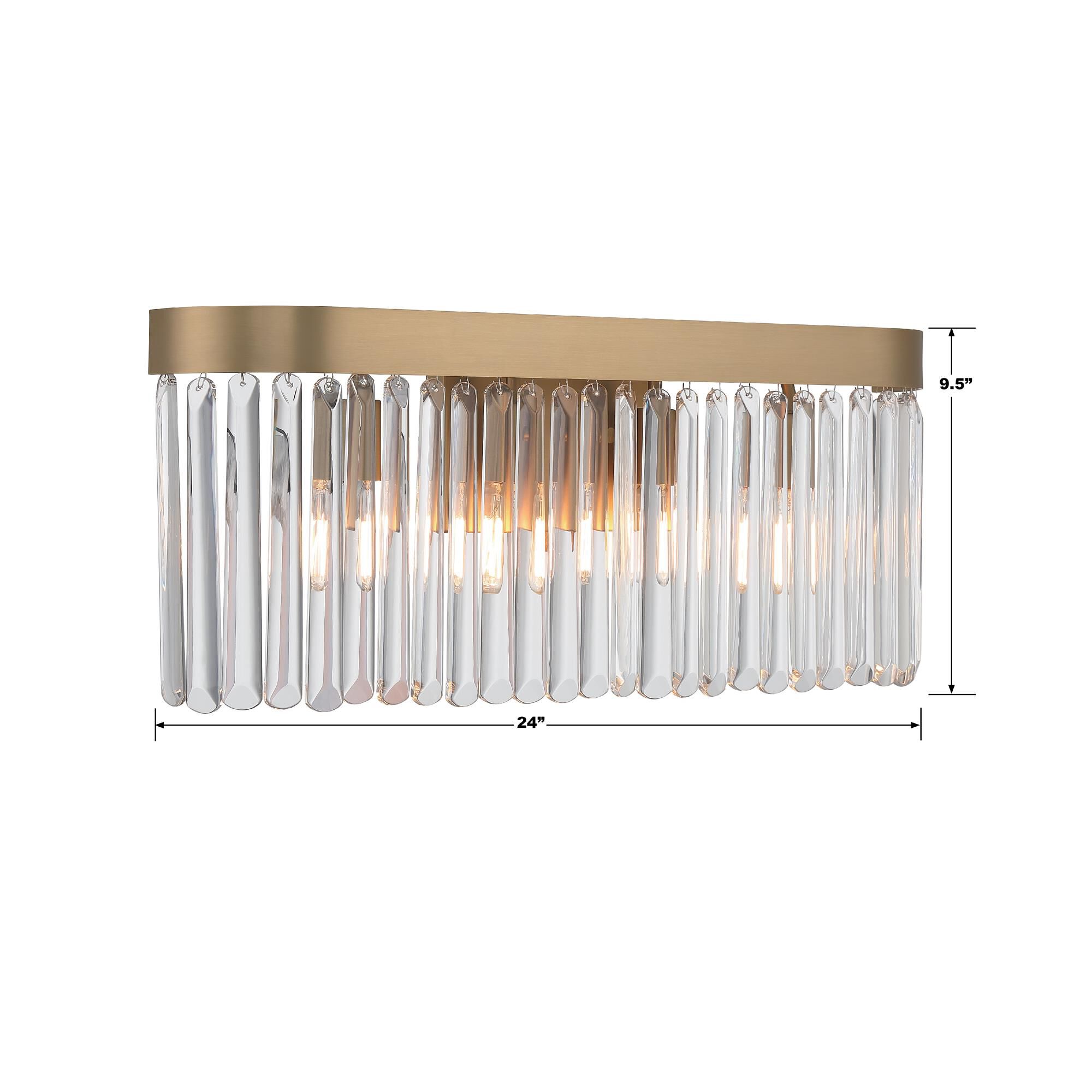 Shown in Modern Gold finish and Clear Glass crystal