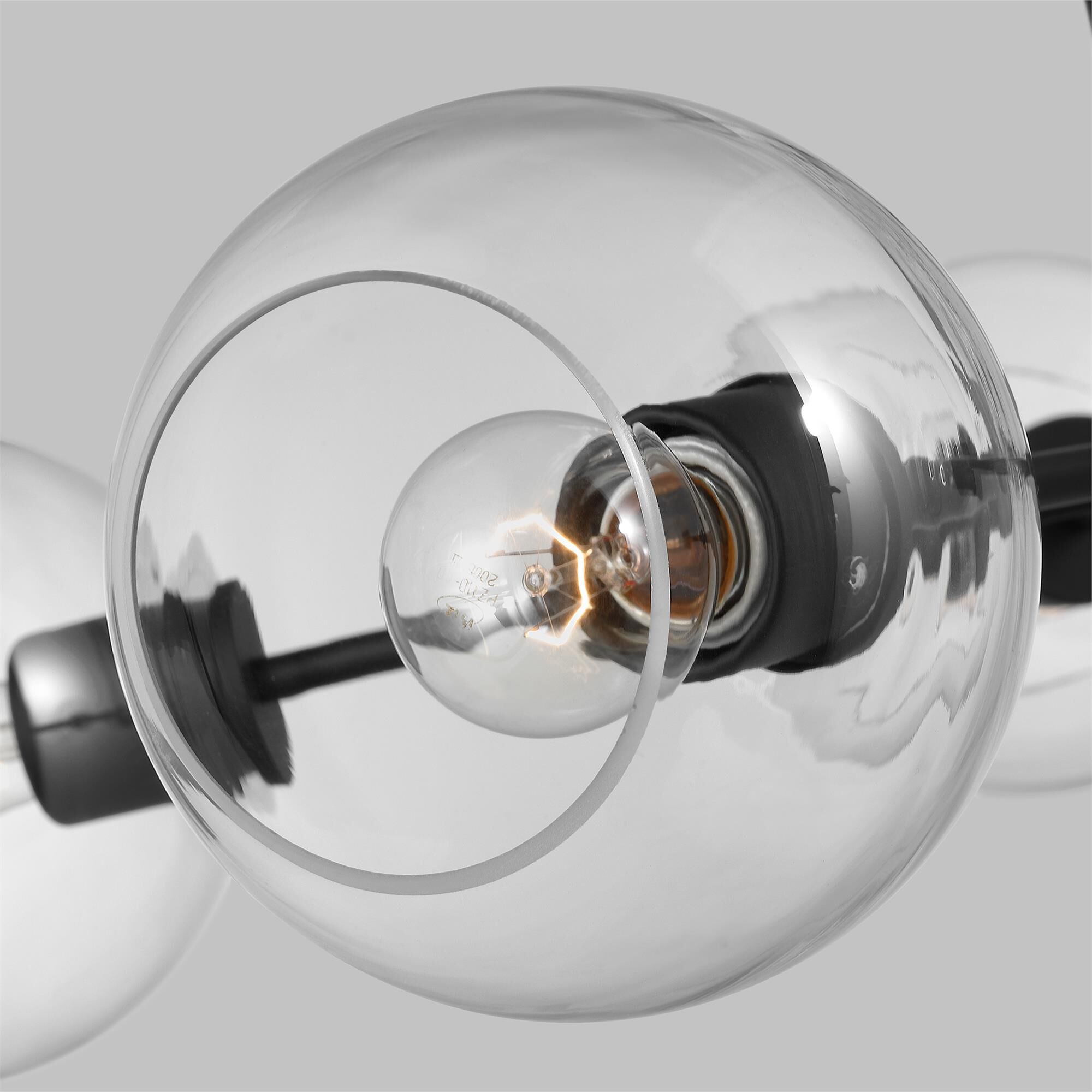 Shown in Midnight Black finish and Clear glass and Clear Glass s shade
