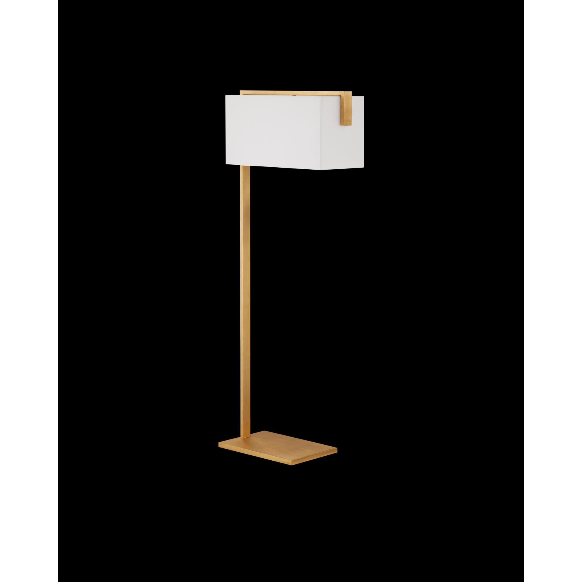 Shown in Contemporary Gold Leaf finish and Off White Shantung shade
