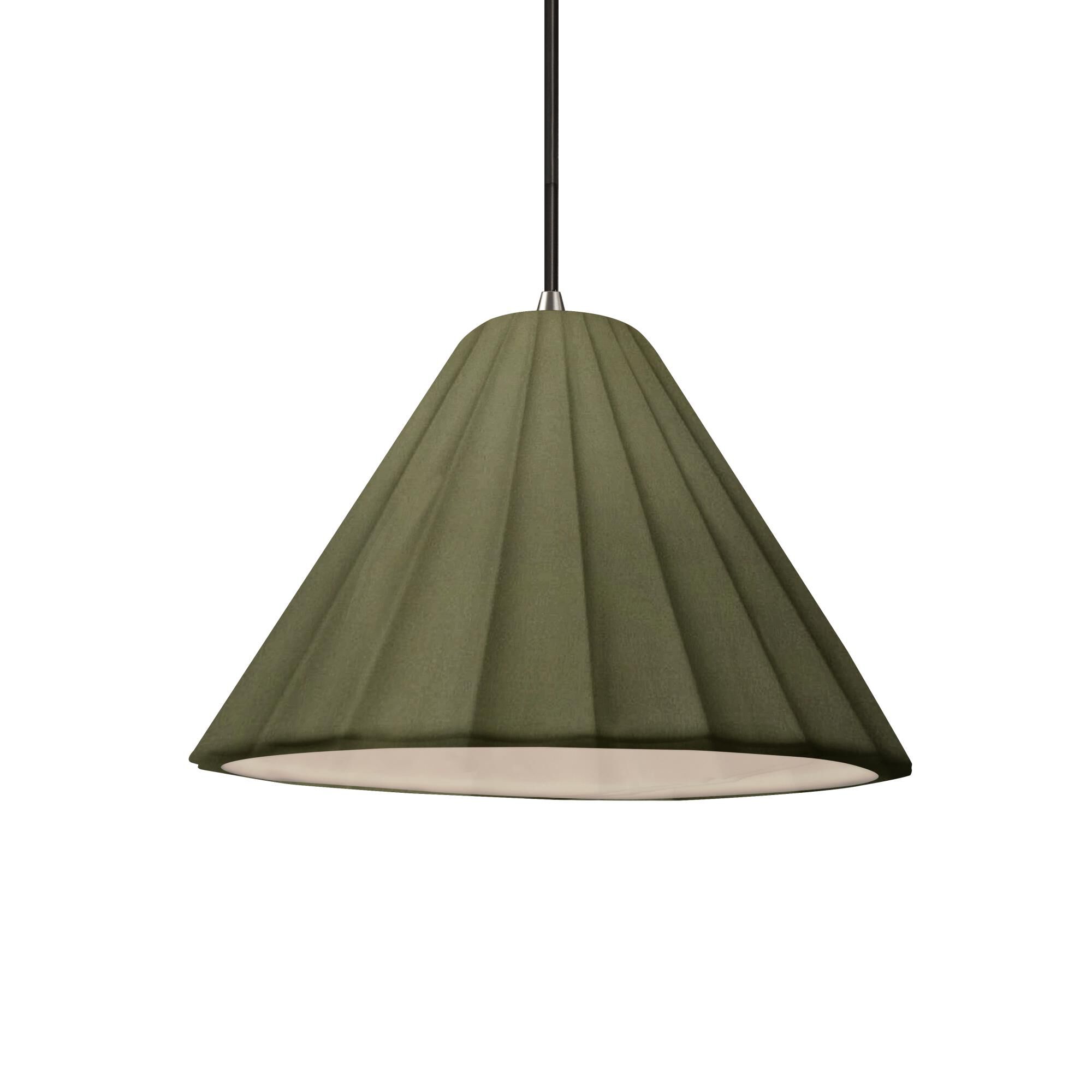 Shown in Brushed Nickel finish and Matte Green shade