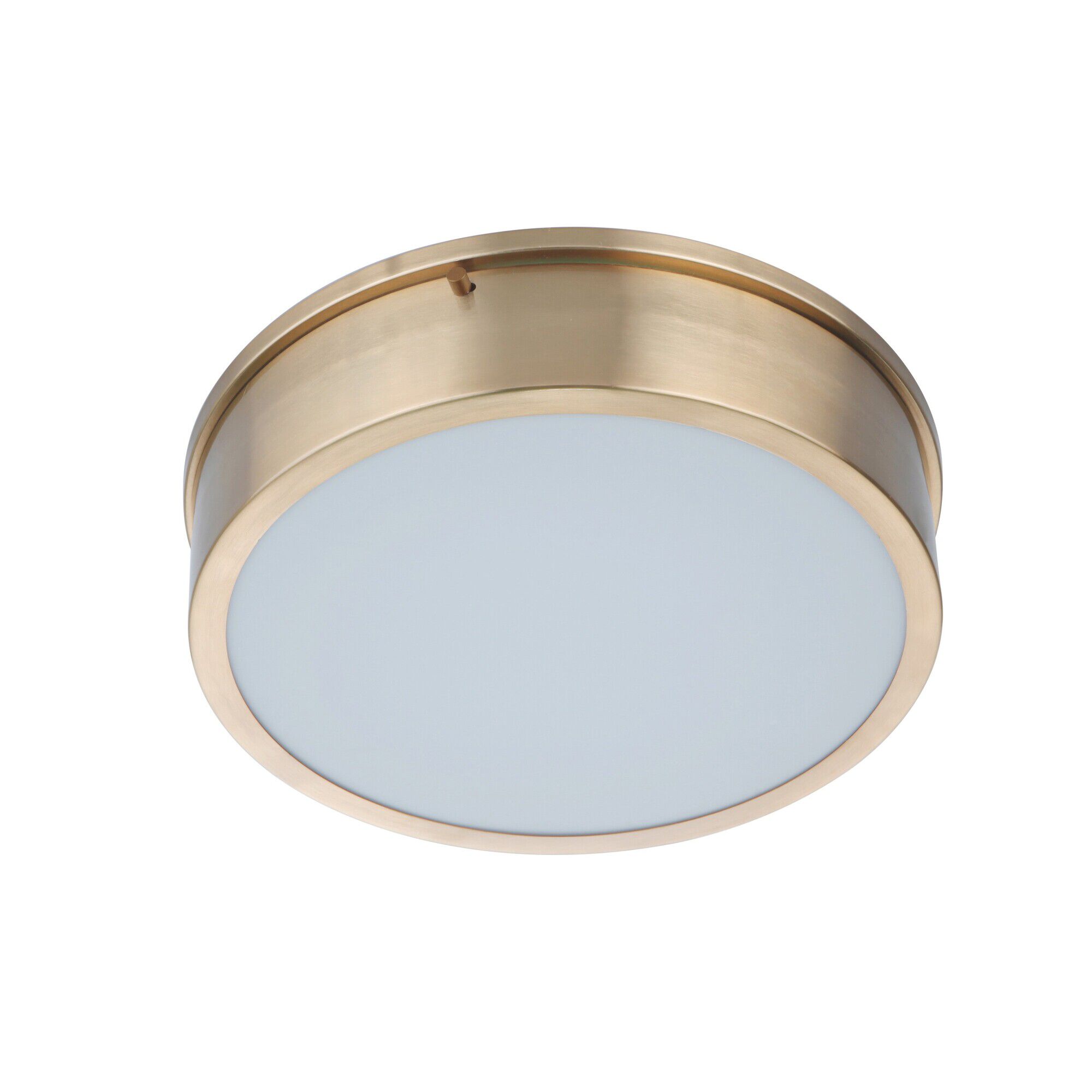 Shown in Satin Brass finish and White glass and Acrylic shade
