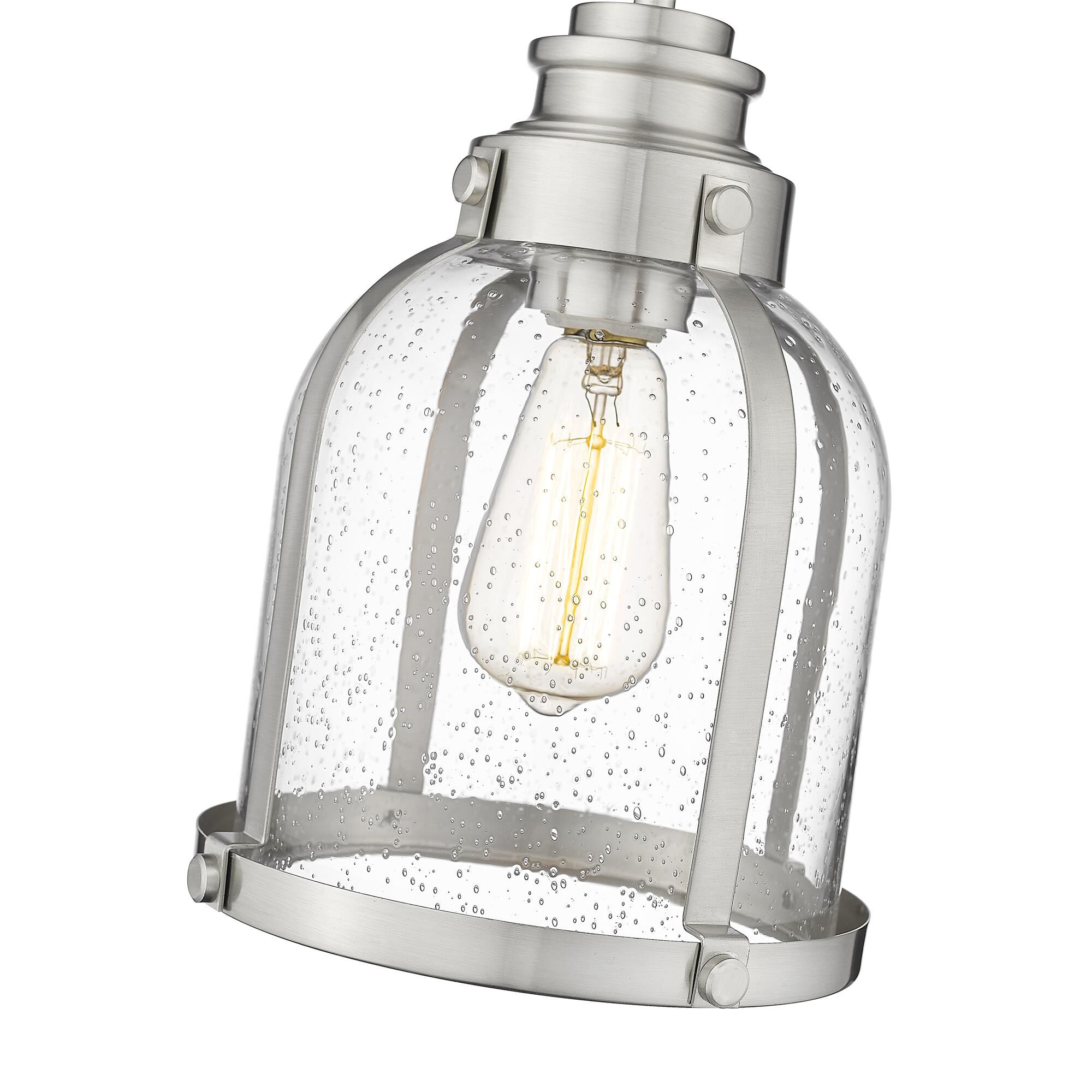 Shown in Brushed Nickel finish and Glass shade
