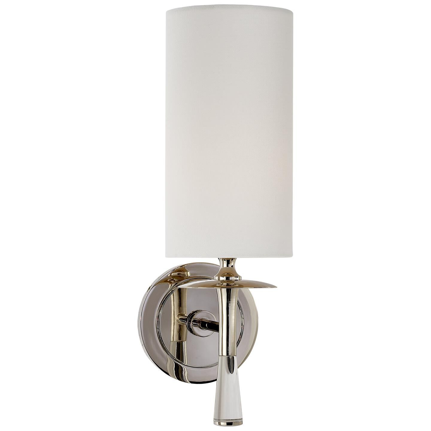 Shown in Polished Nickel With Crystal finish and Linen shade