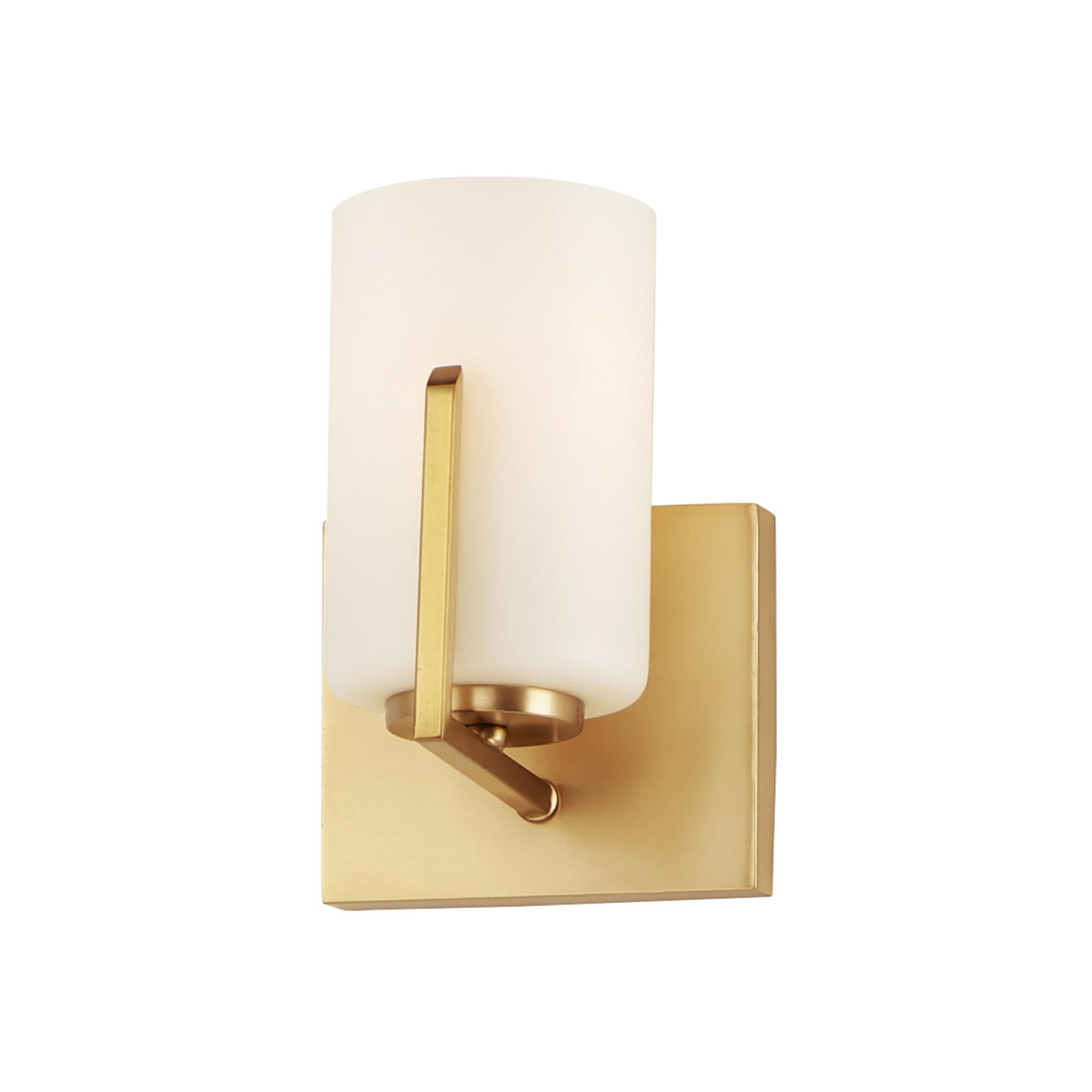 Shown in Satin Brass finish and Satin White glass and Glass shade