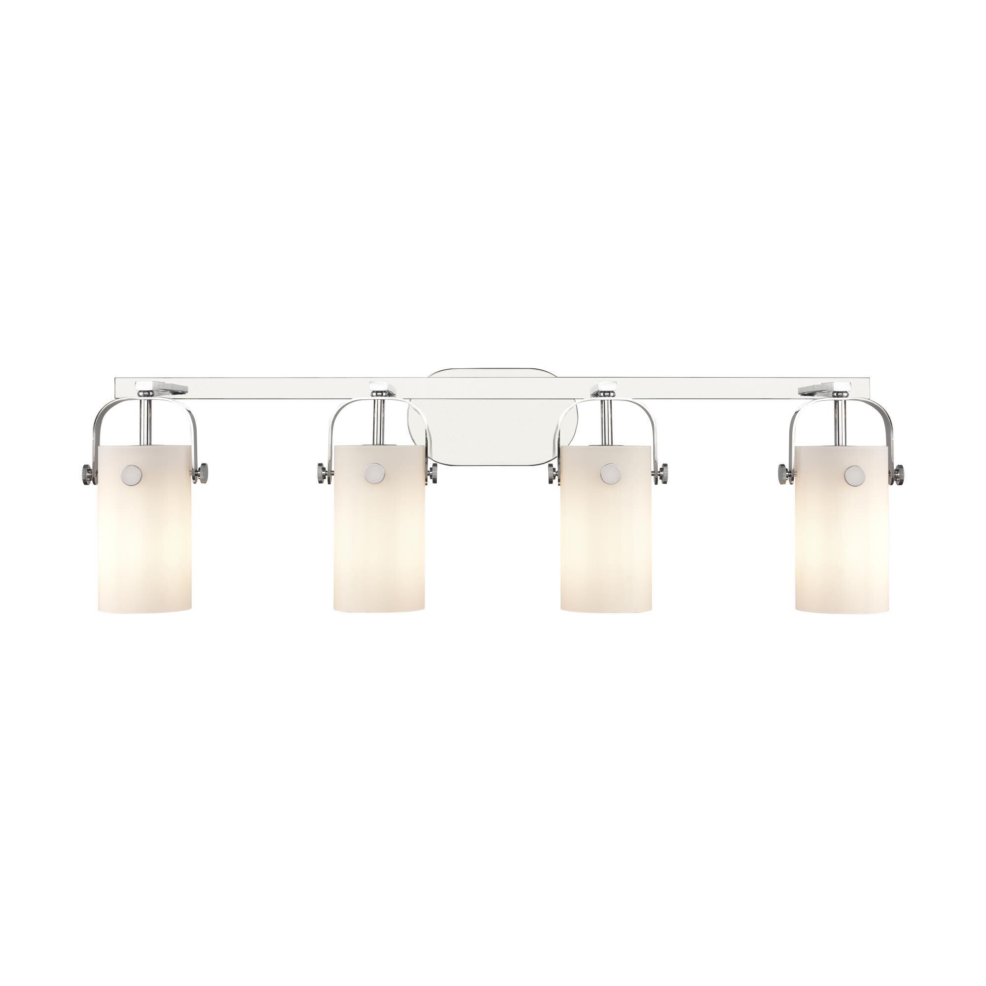 Shown in Polished Chrome finish and Matte White glass and Matte White Glass shade