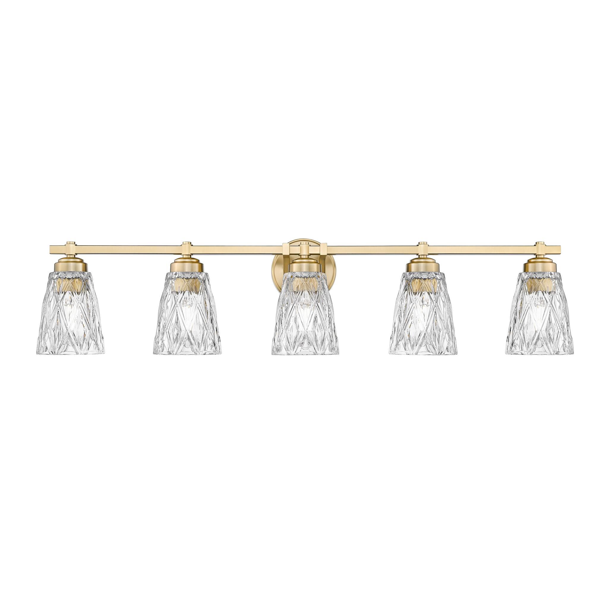 Shown in Modern Gold finish and Clear glass