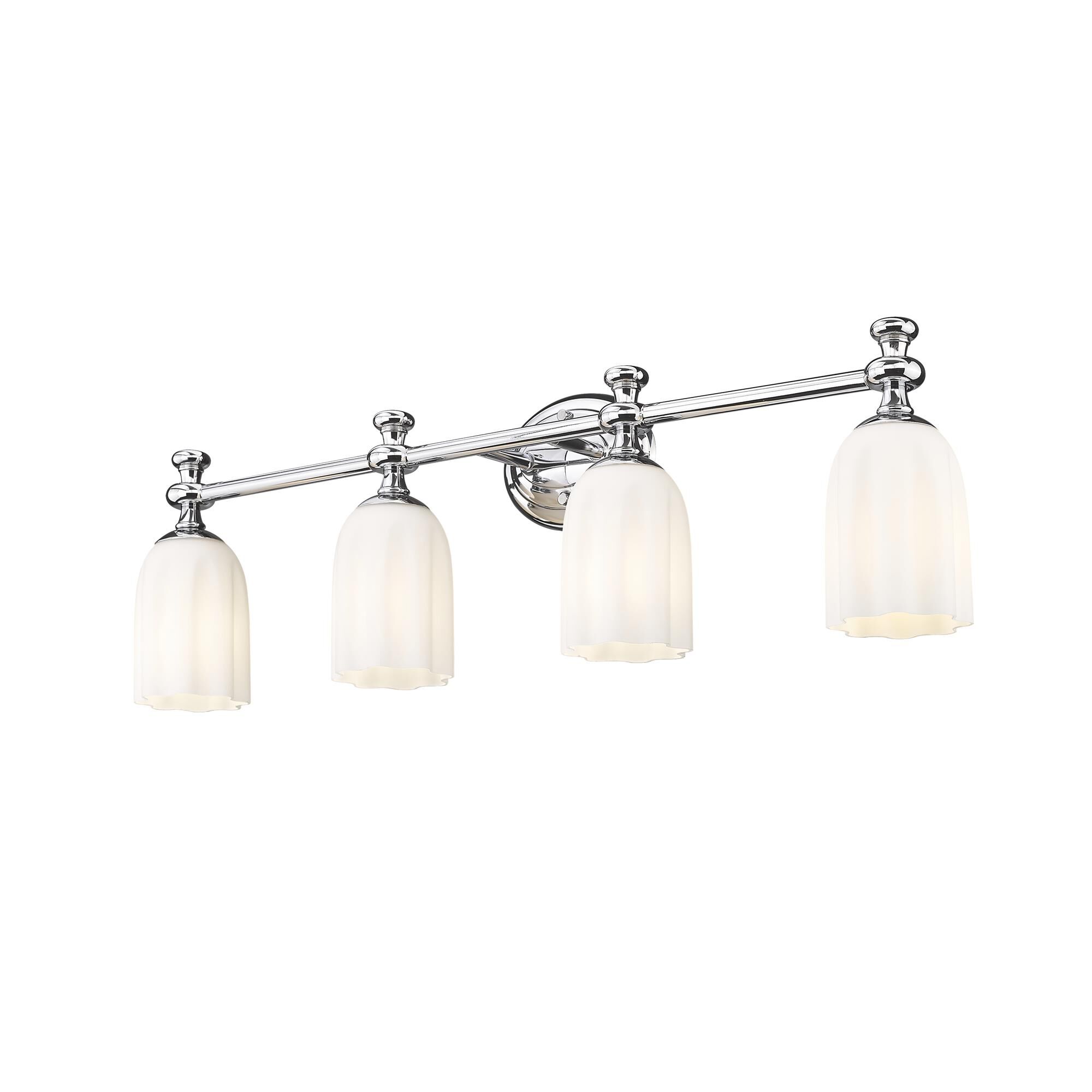 Shown in Chrome finish and Opal Etched glass and Opal Etched shade
