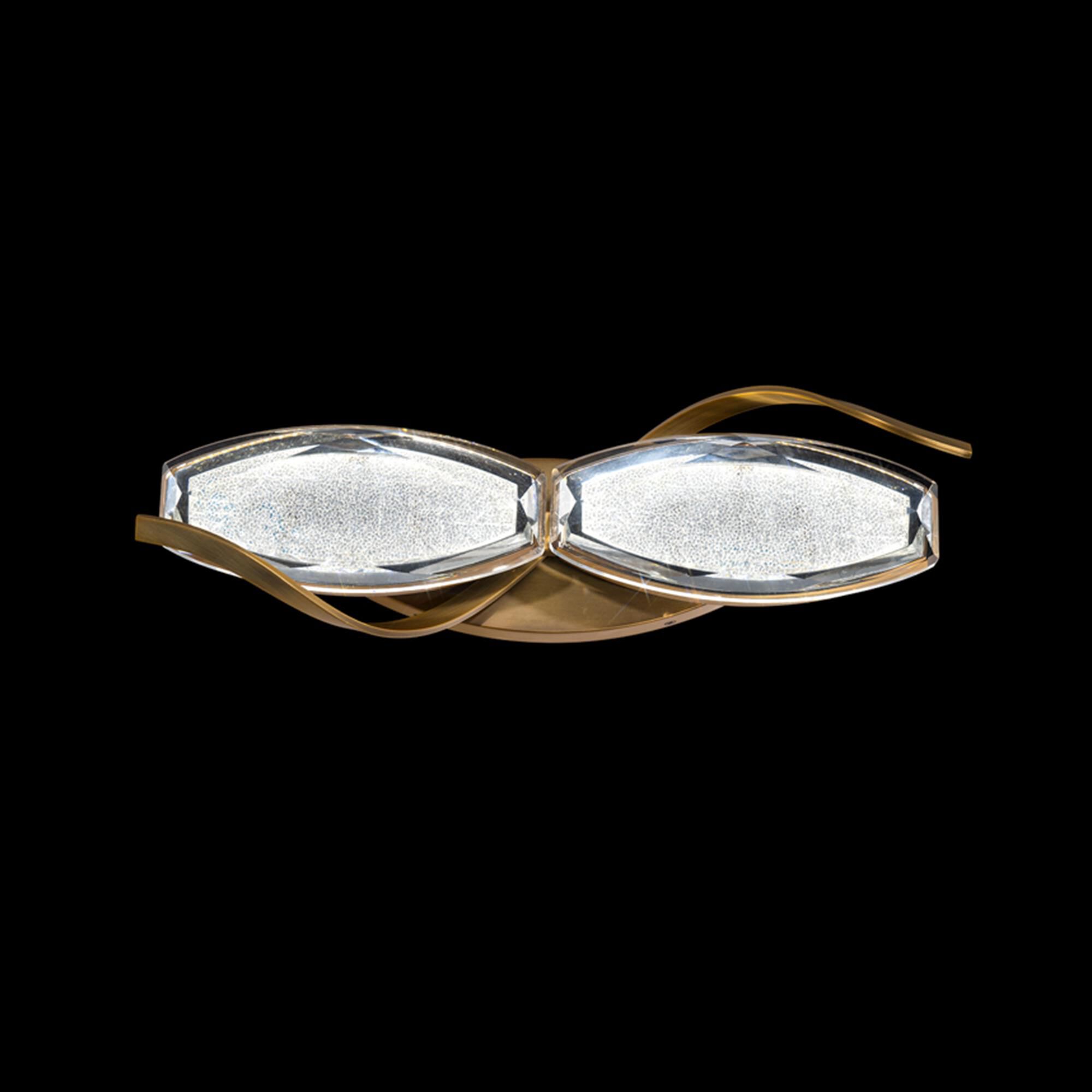Shown in Aged Brass finish and Clear Optic Crystal and Radiance Crystal Dust glass