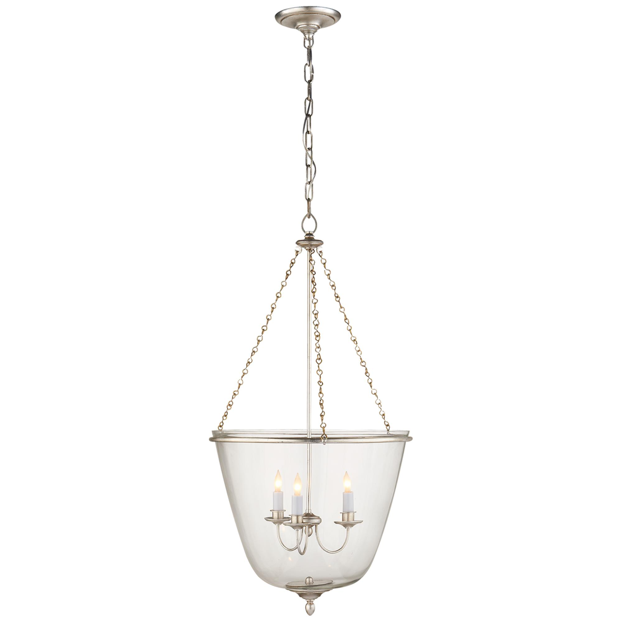 Shown in Burnished Silver Leaf finish and Clear glass