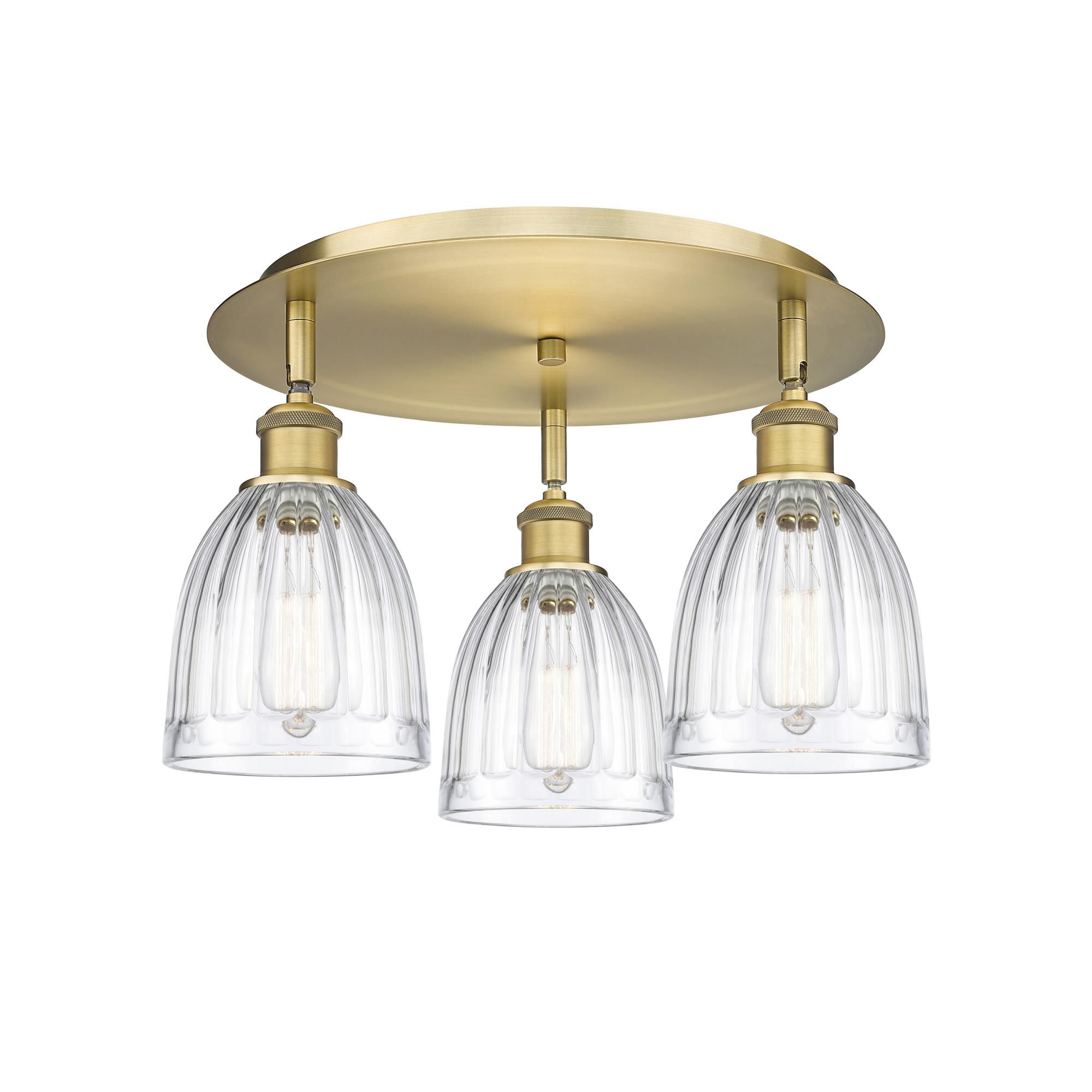 Shown in Brushed Brass finish and Clear glass