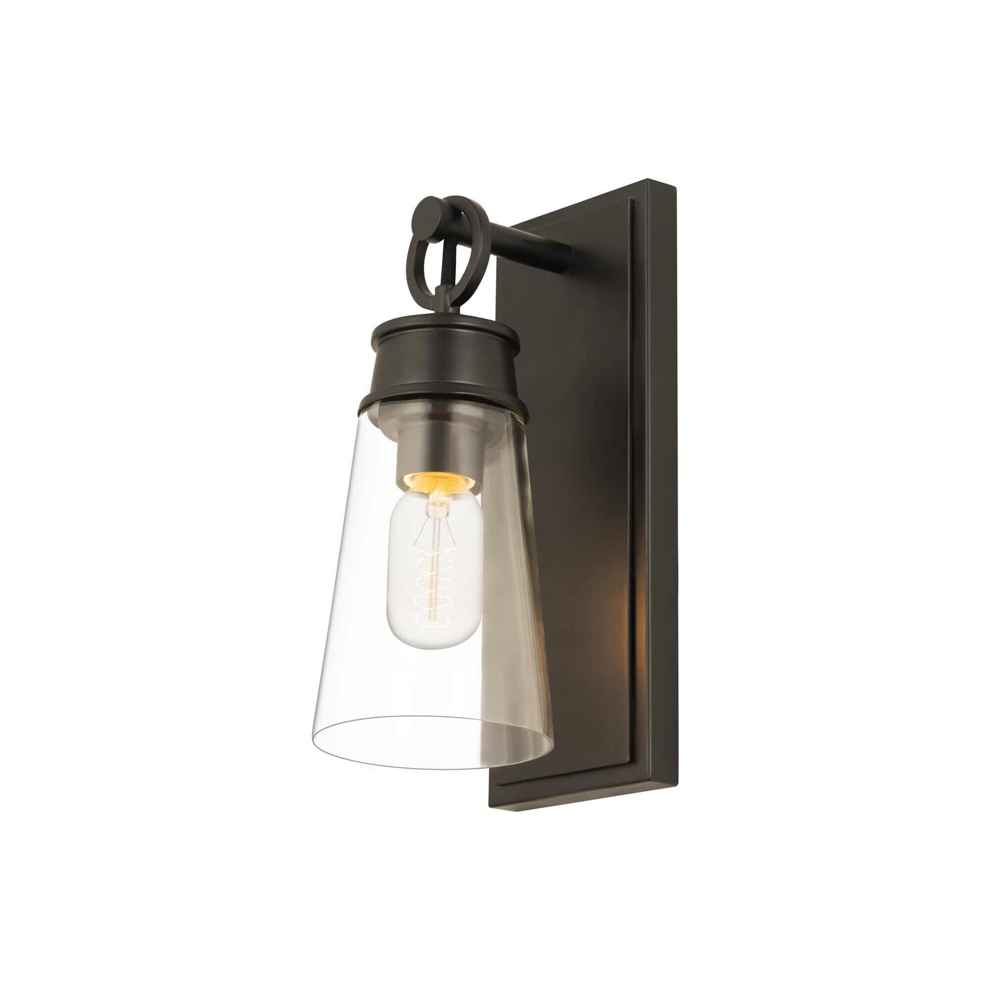 Shown in Matte Black finish and Glass shade