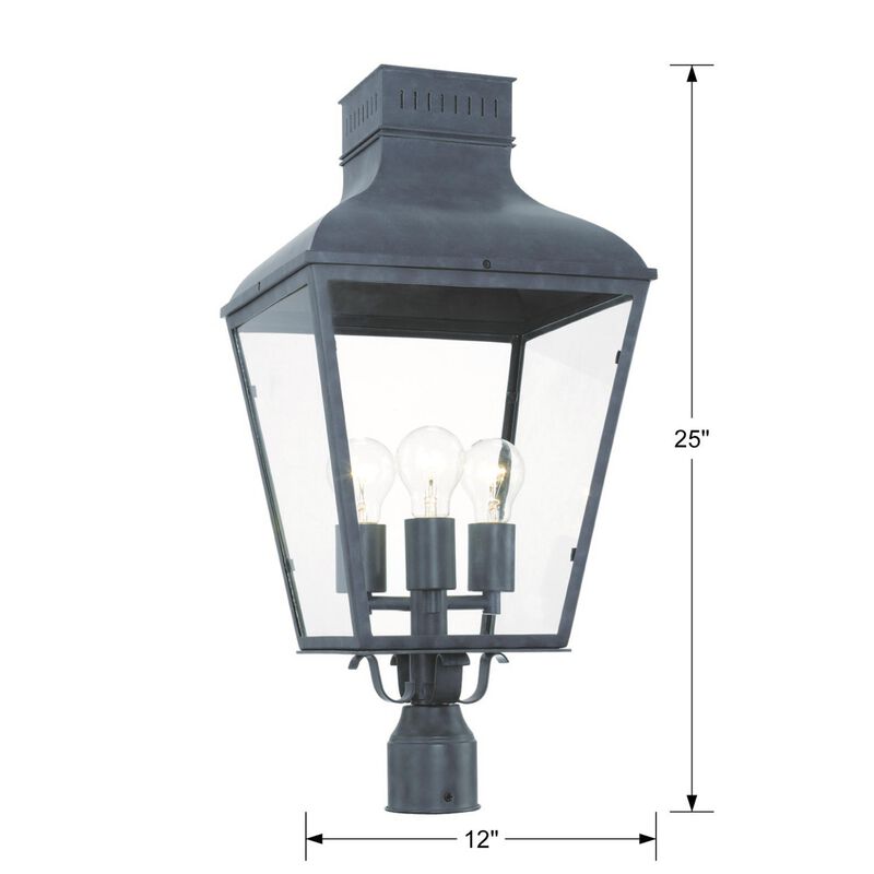 Dumont 25 Inch Tall 3 Light Outdoor Post Lamp by Crystorama