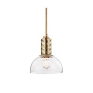 Shown in Aged Brass finish and Clear glass