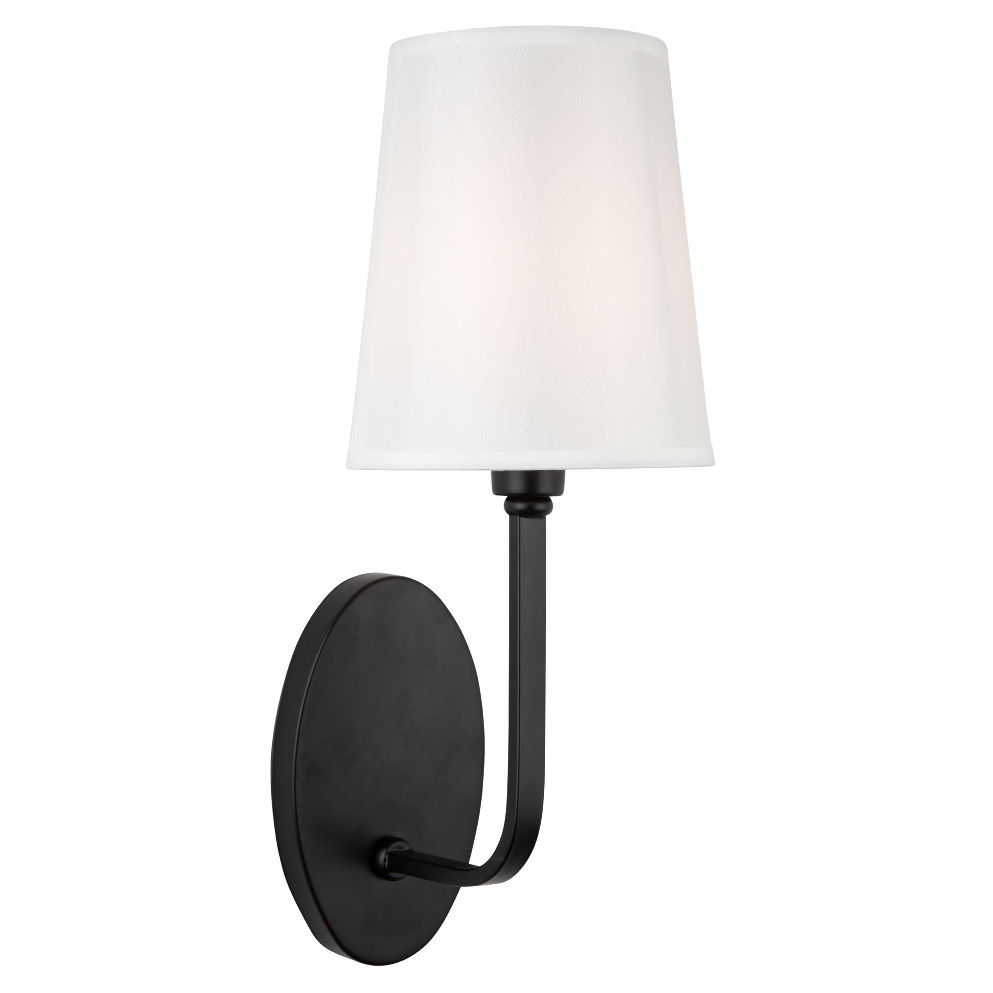 Shown in Black finish and White Linen shade
