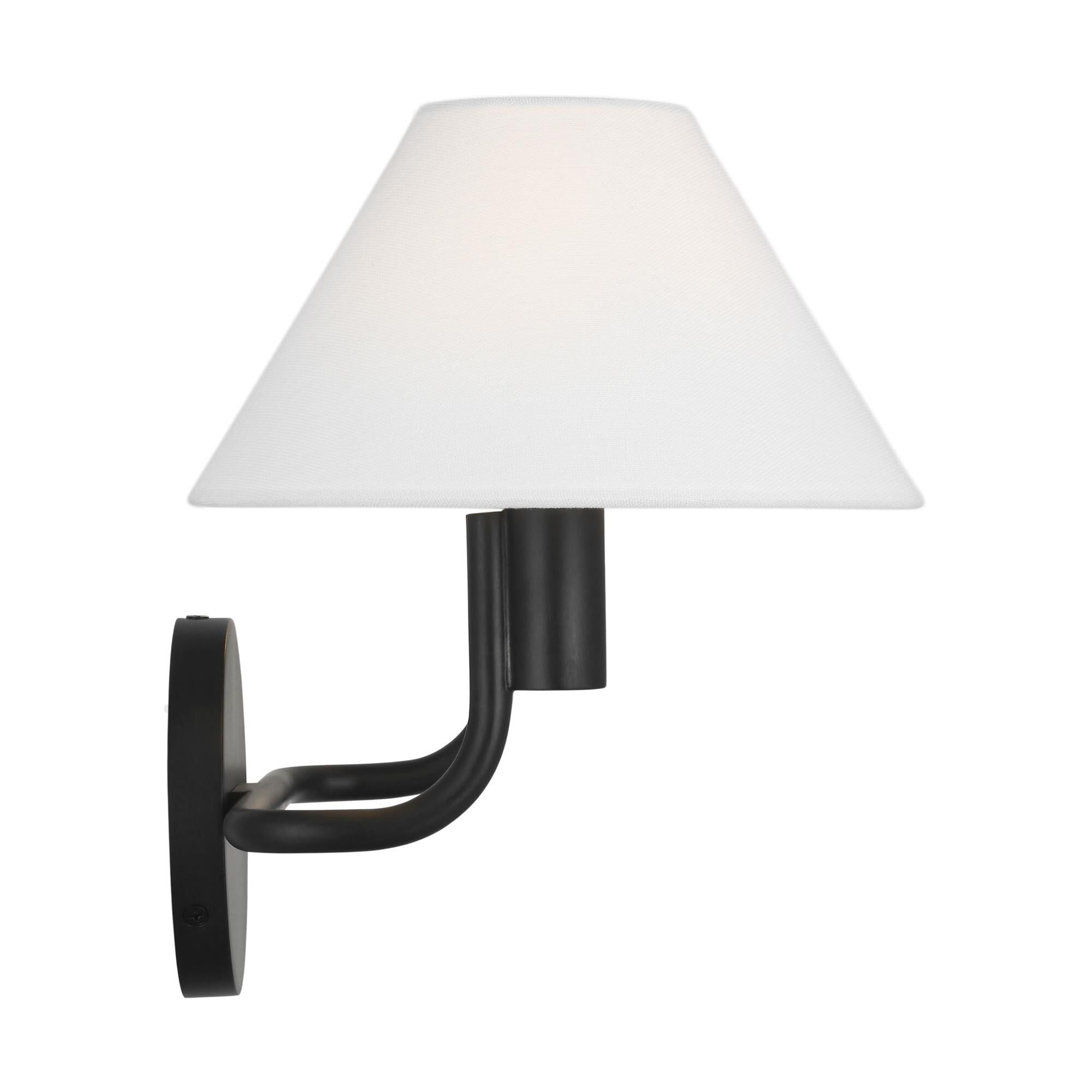 Shown in Aged Iron finish and White Linen shade
