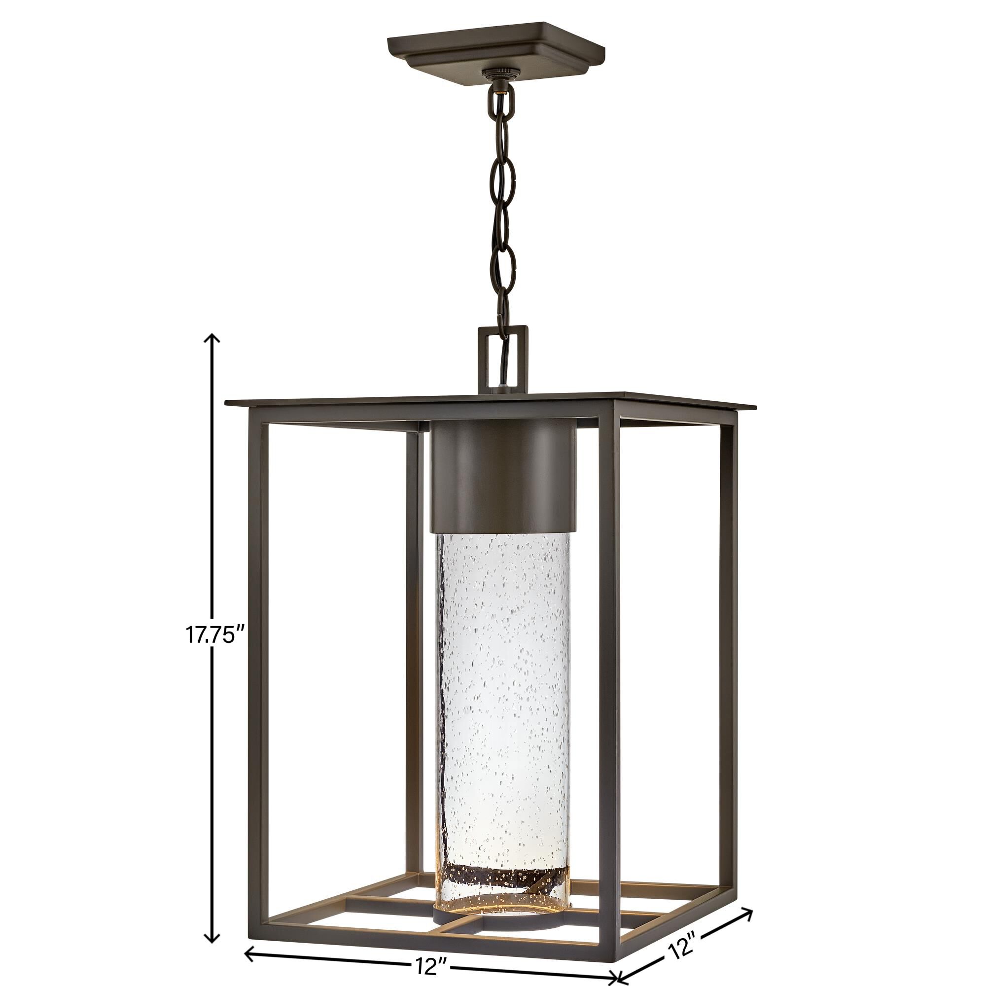 Shown in Oil Rubbed Bronze finish and Clear Seedy glass