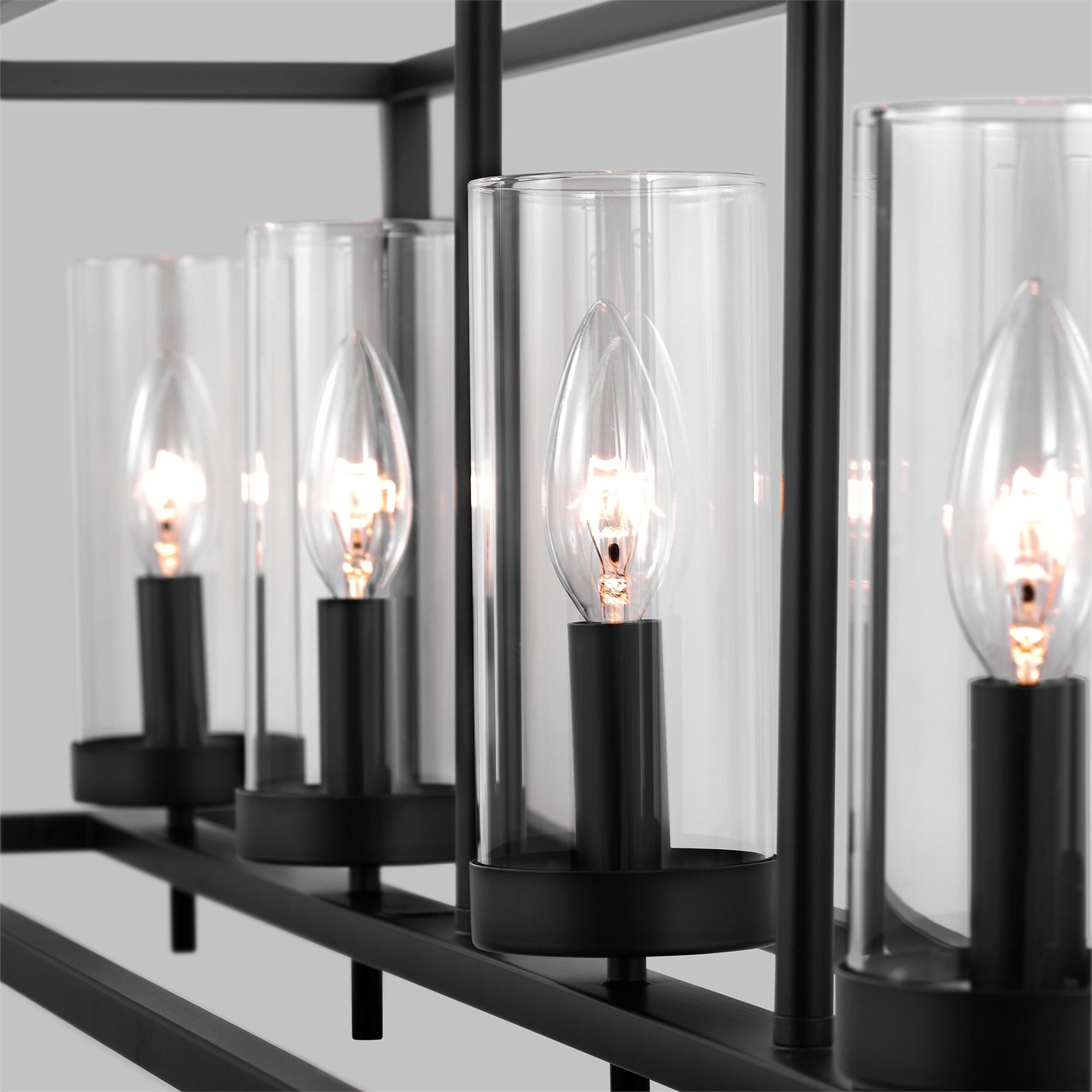 Shown in Midnight Black finish and Clear Glass s shade