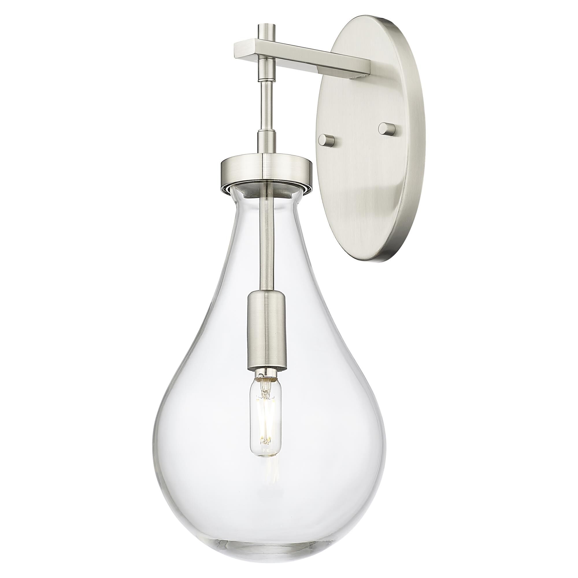 Shown in Satin Nickel finish and Clear glass
