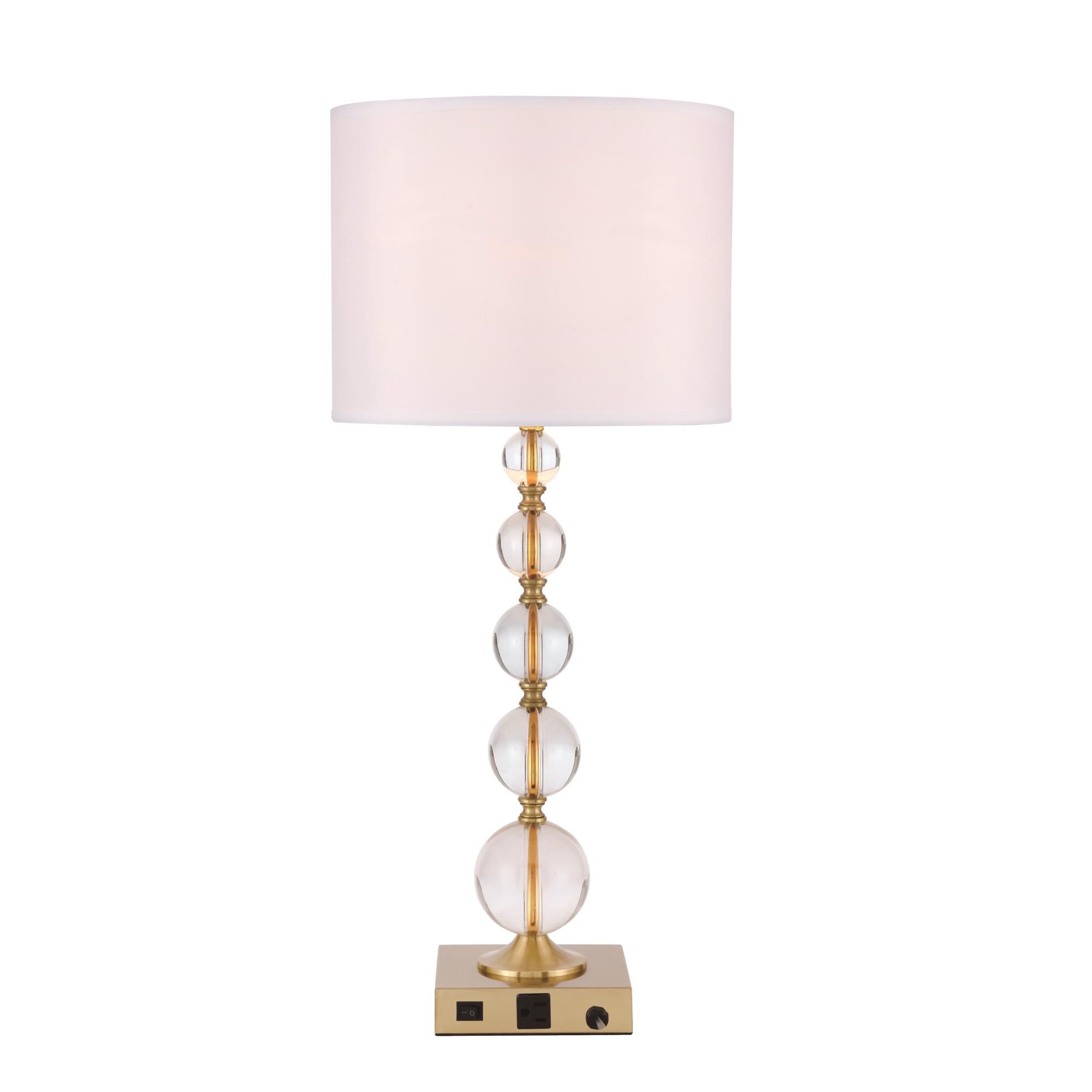 Shown in Brushed Brass finish and Royal Cut - Clear crystal and Fabric - Off White shade