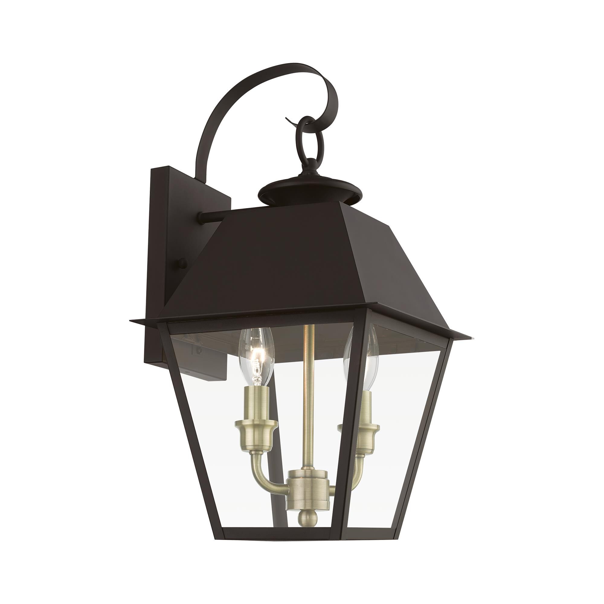 Shown in Bronze with Antique Brass Finish Cluster finish and Clear glass