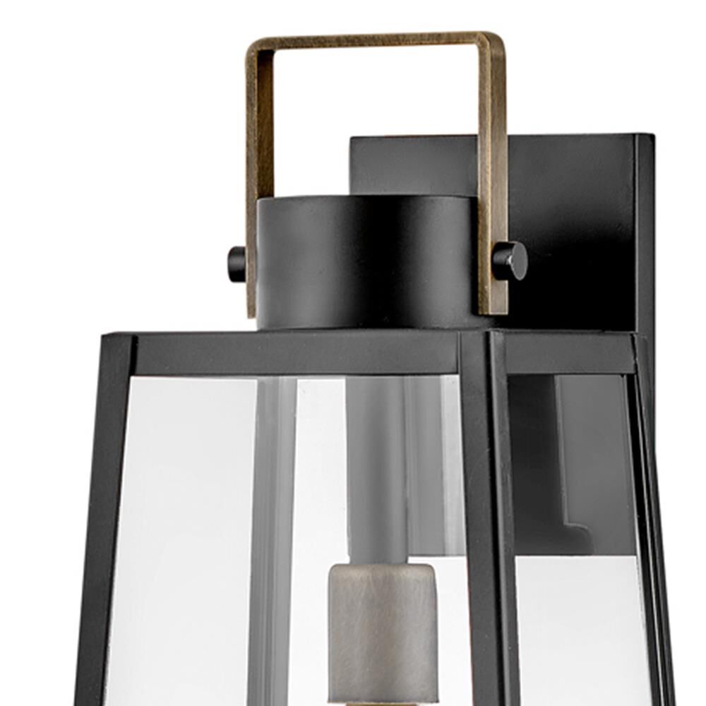 Shown in Black finish and Clear glass and Burnished Bronze accent