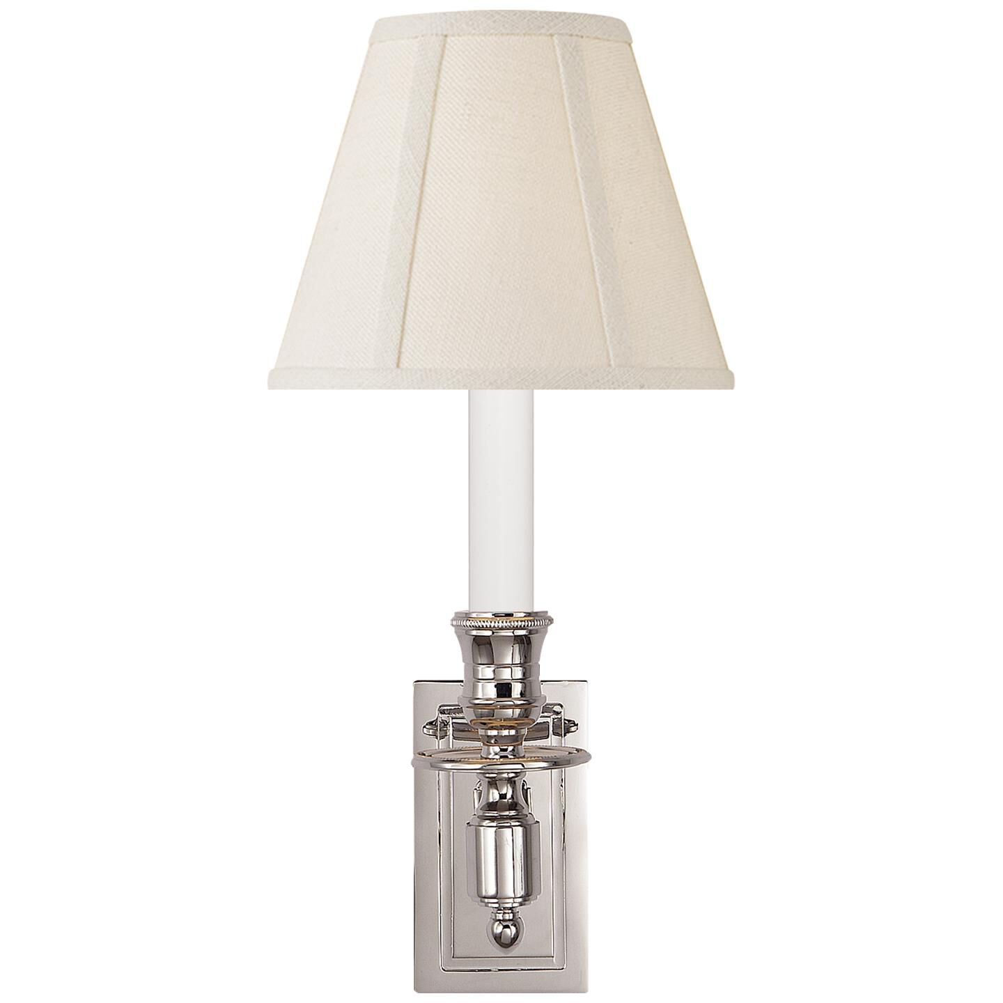 Shown in Polished Nickel finish and Linen shade