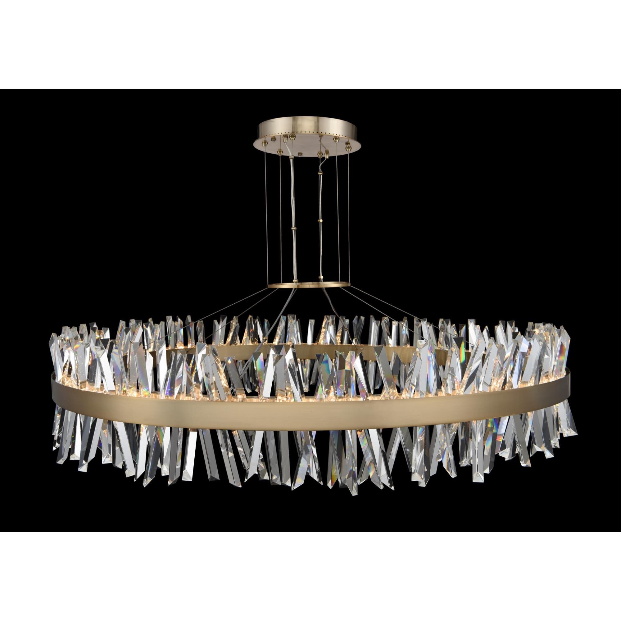 Shown in Brushed Champagne Gold finish and Firenze  Spears crystal and Clear Glacier glass