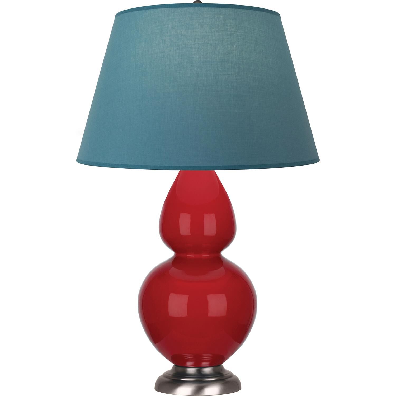 Shown in Ruby Red finish and Bright Blue and Gray shade and Antique Silver accent