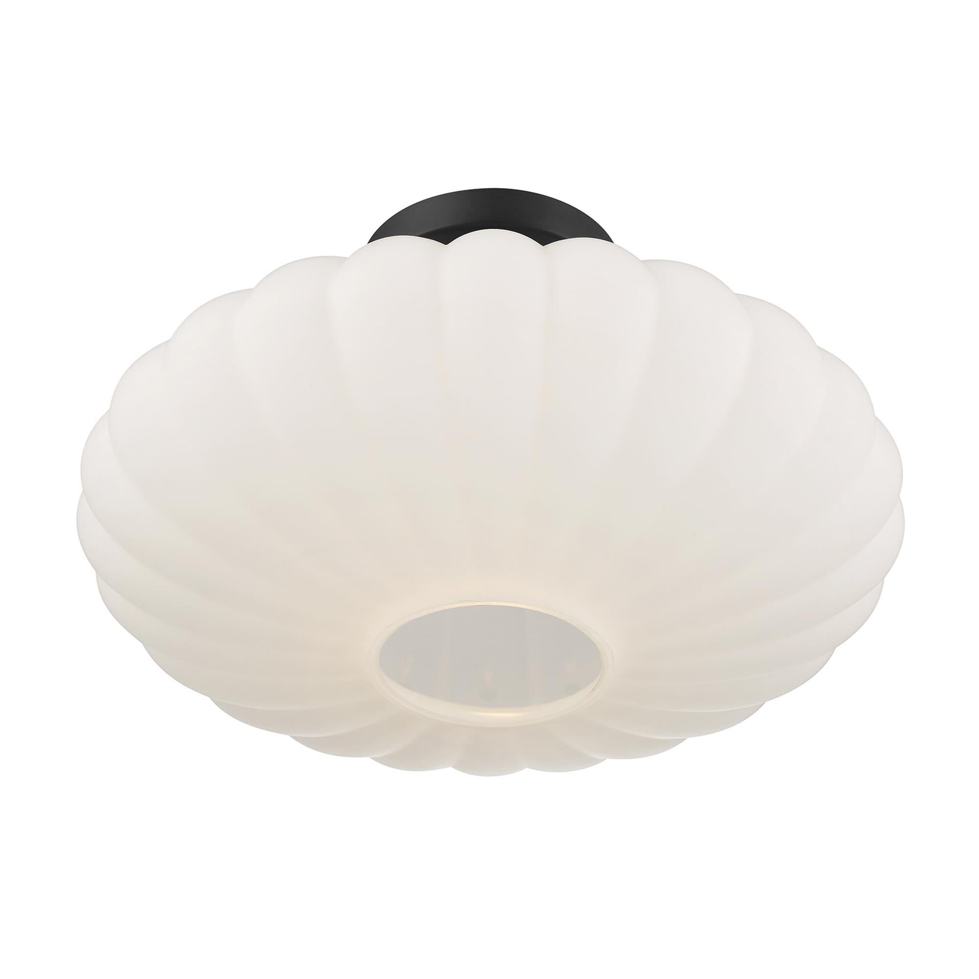 Shown in Matte Black finish and White Strie glass