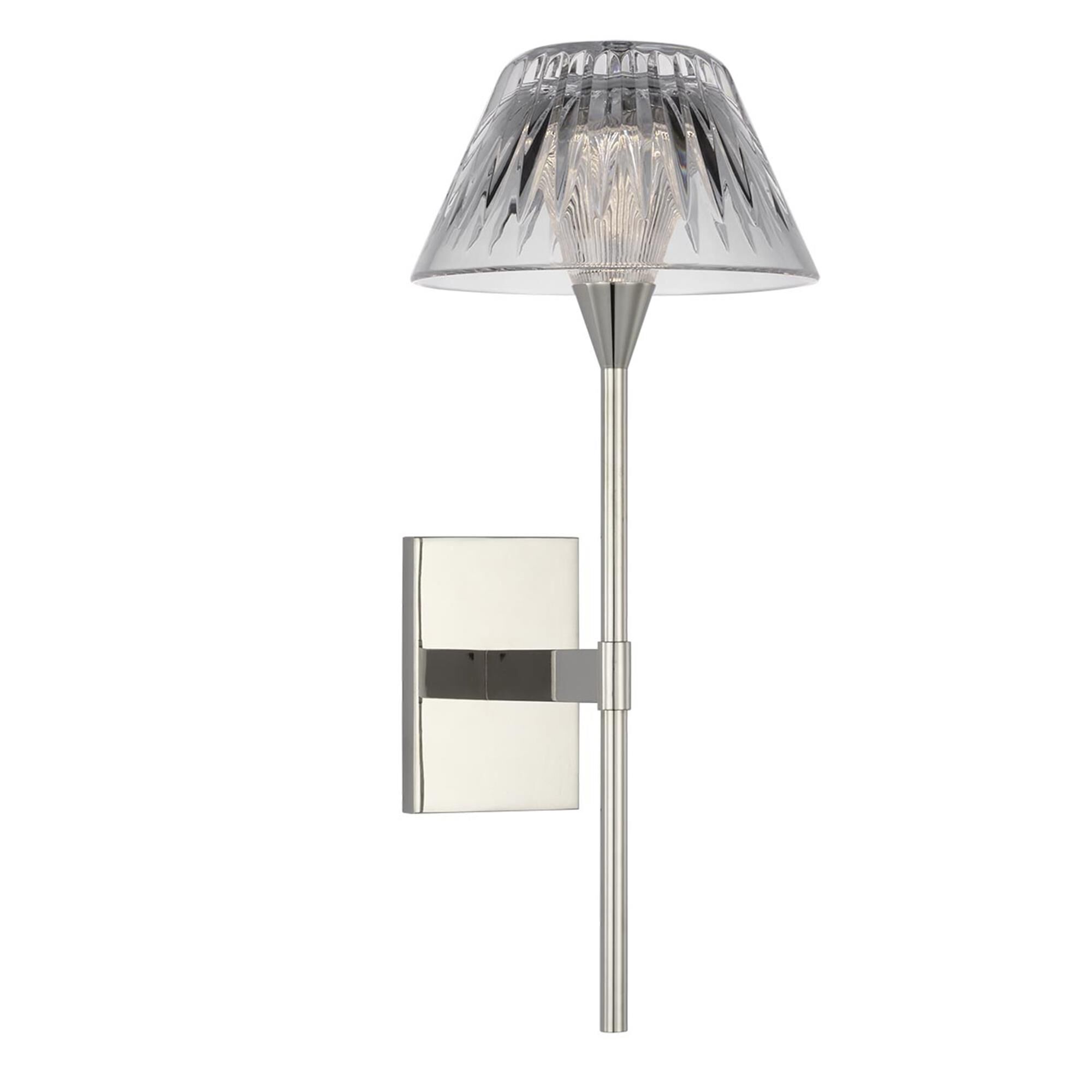 Shown in Polished Nickel finish and Clear crystal
