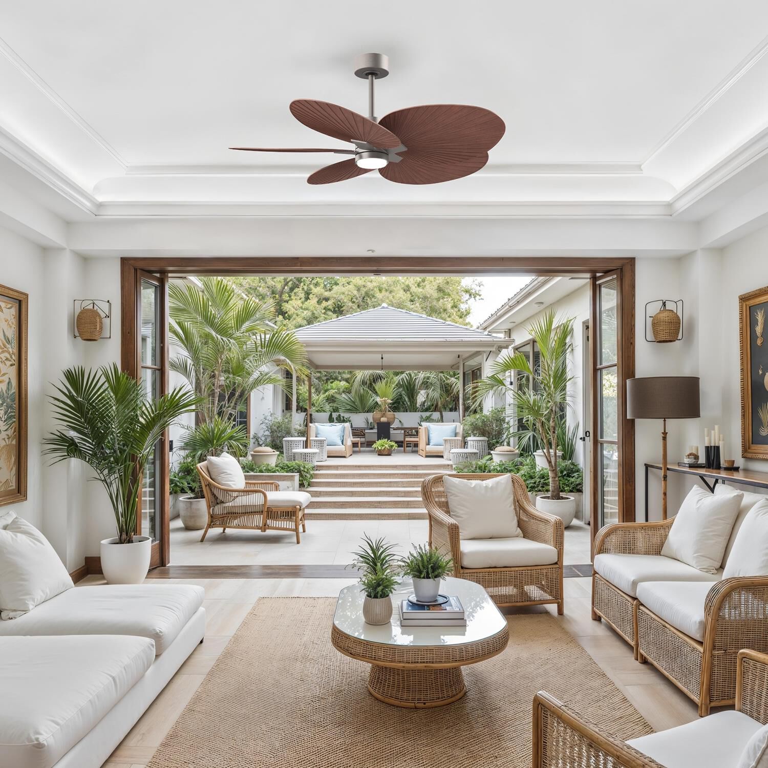 Alessandra Tropical Outdoor Rated 48 Inch Ceiling Fan with Light Kit by Matthews Fan Company