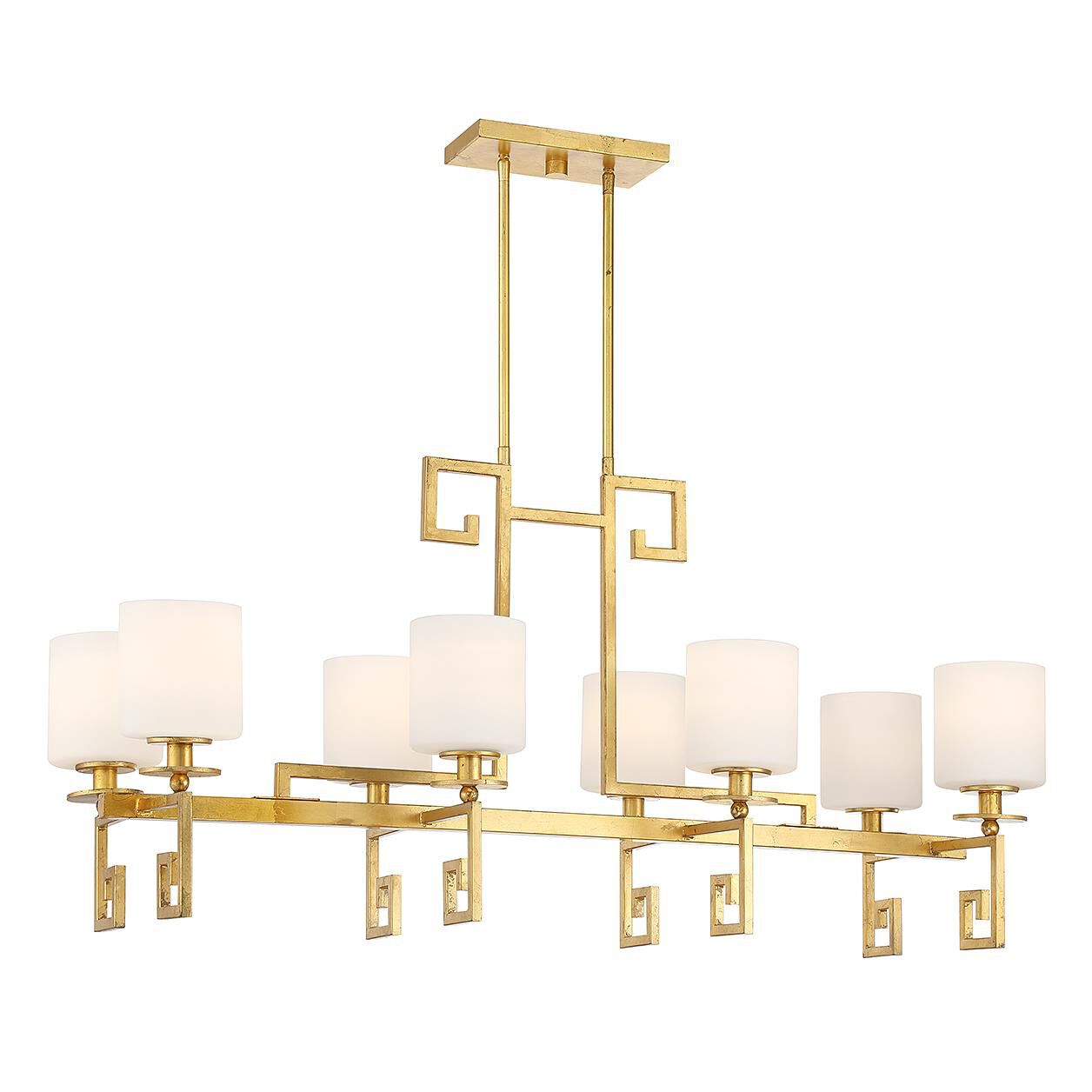 Shown in True Gold finish and White Opal glass and Glass shade