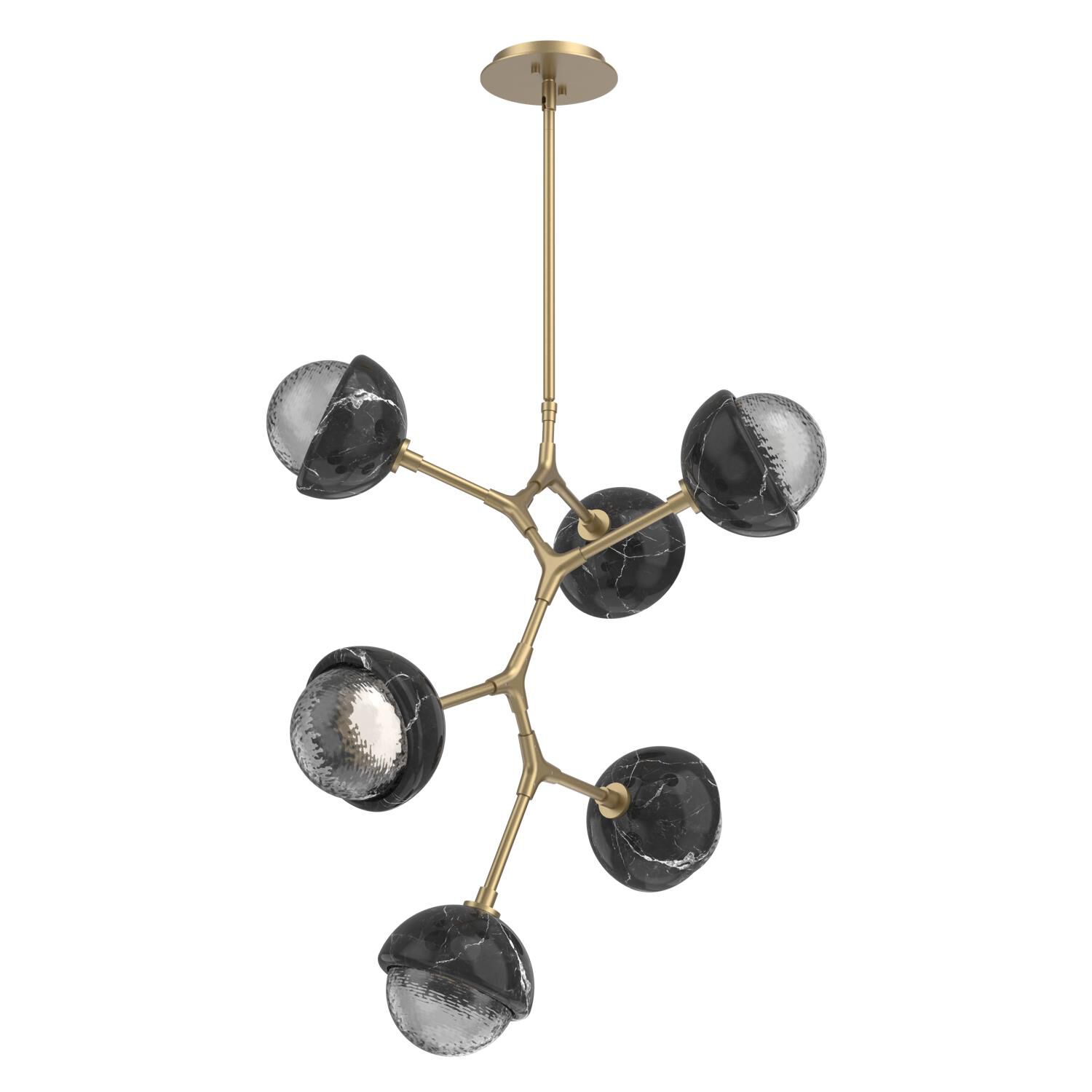 Shown in Novel Brass finish and Smoke glass and Black Marble accent