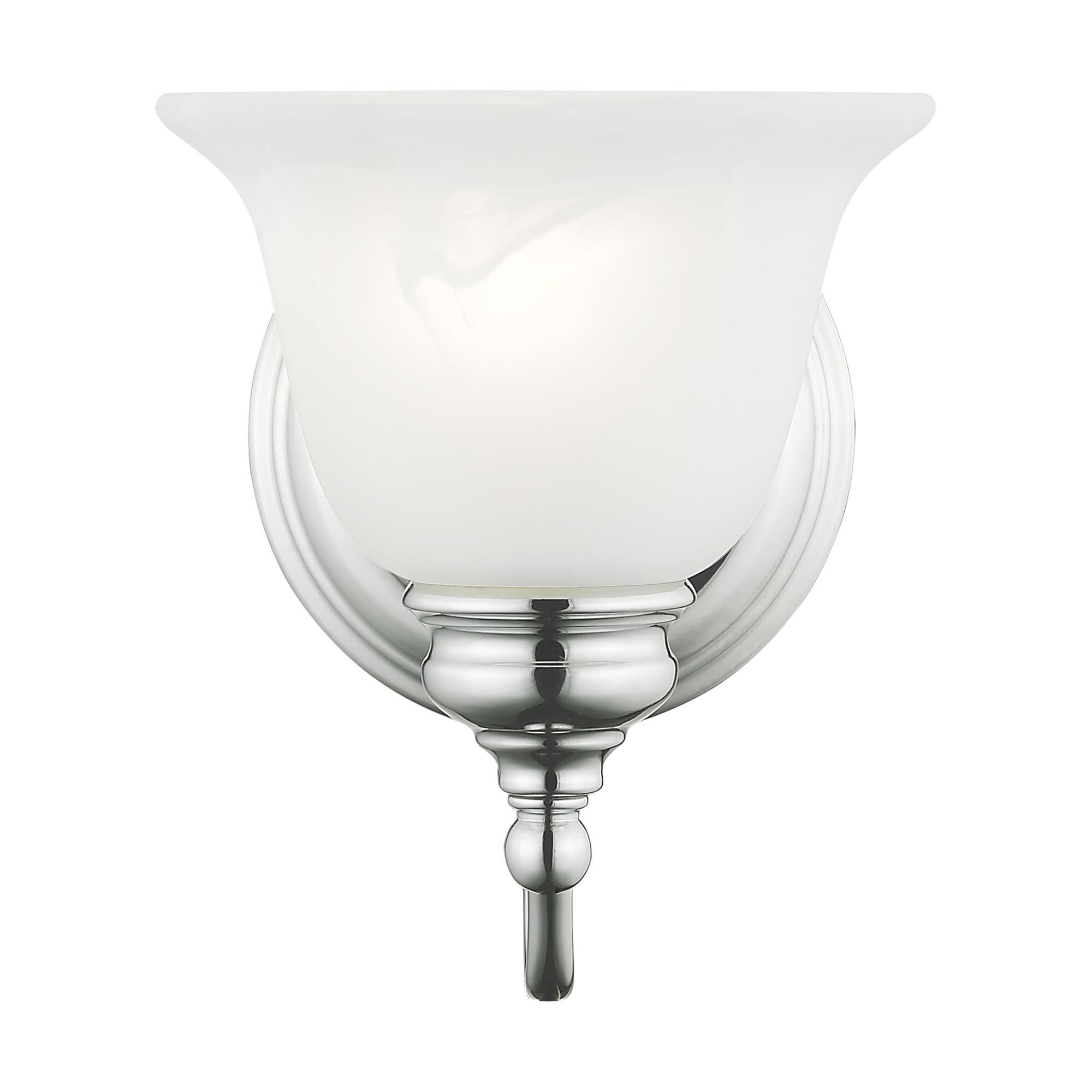 Shown in Chrome finish and White Alabaster glass
