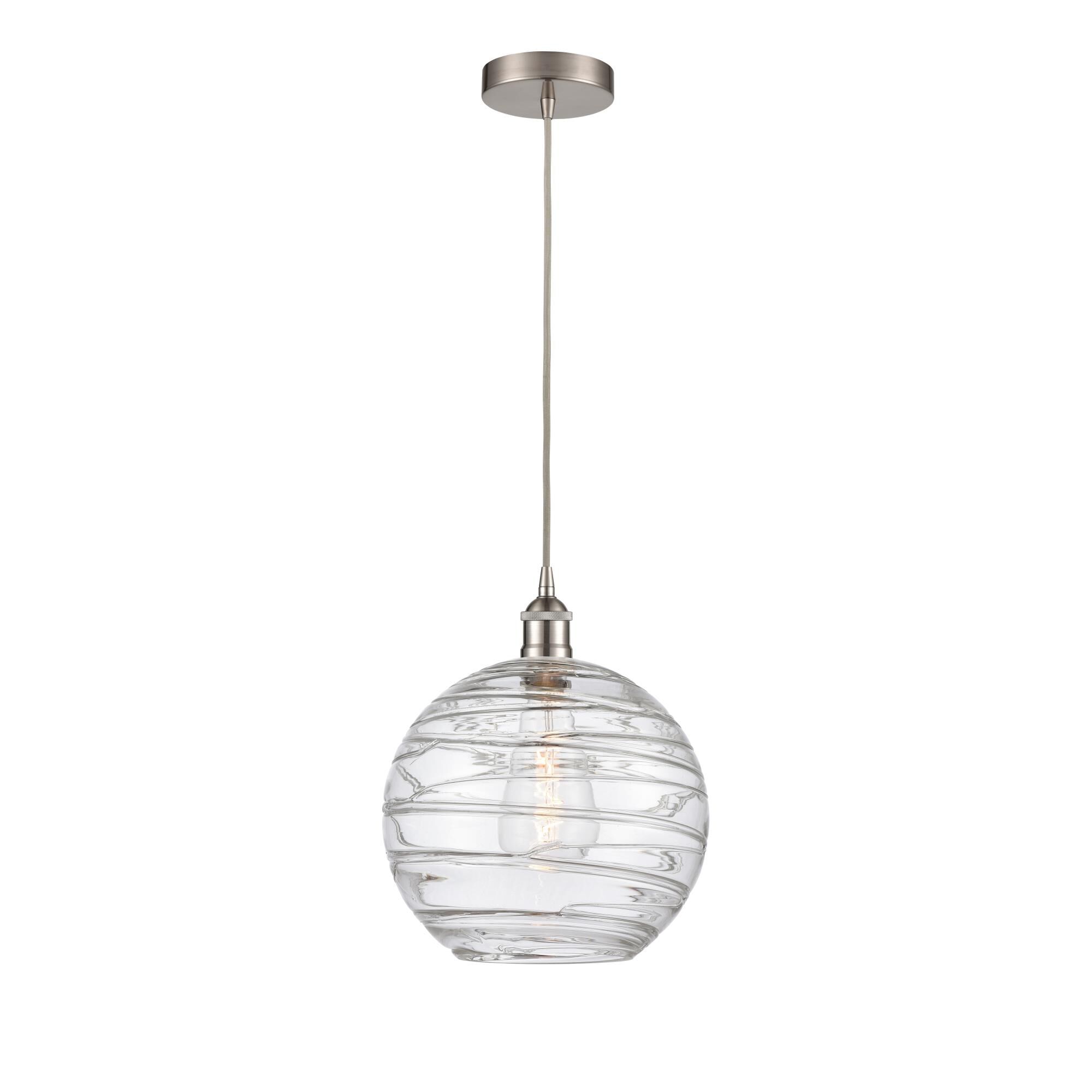 Shown in Brushed Satin Nickel finish and Clear Athens Deco Swirl 8